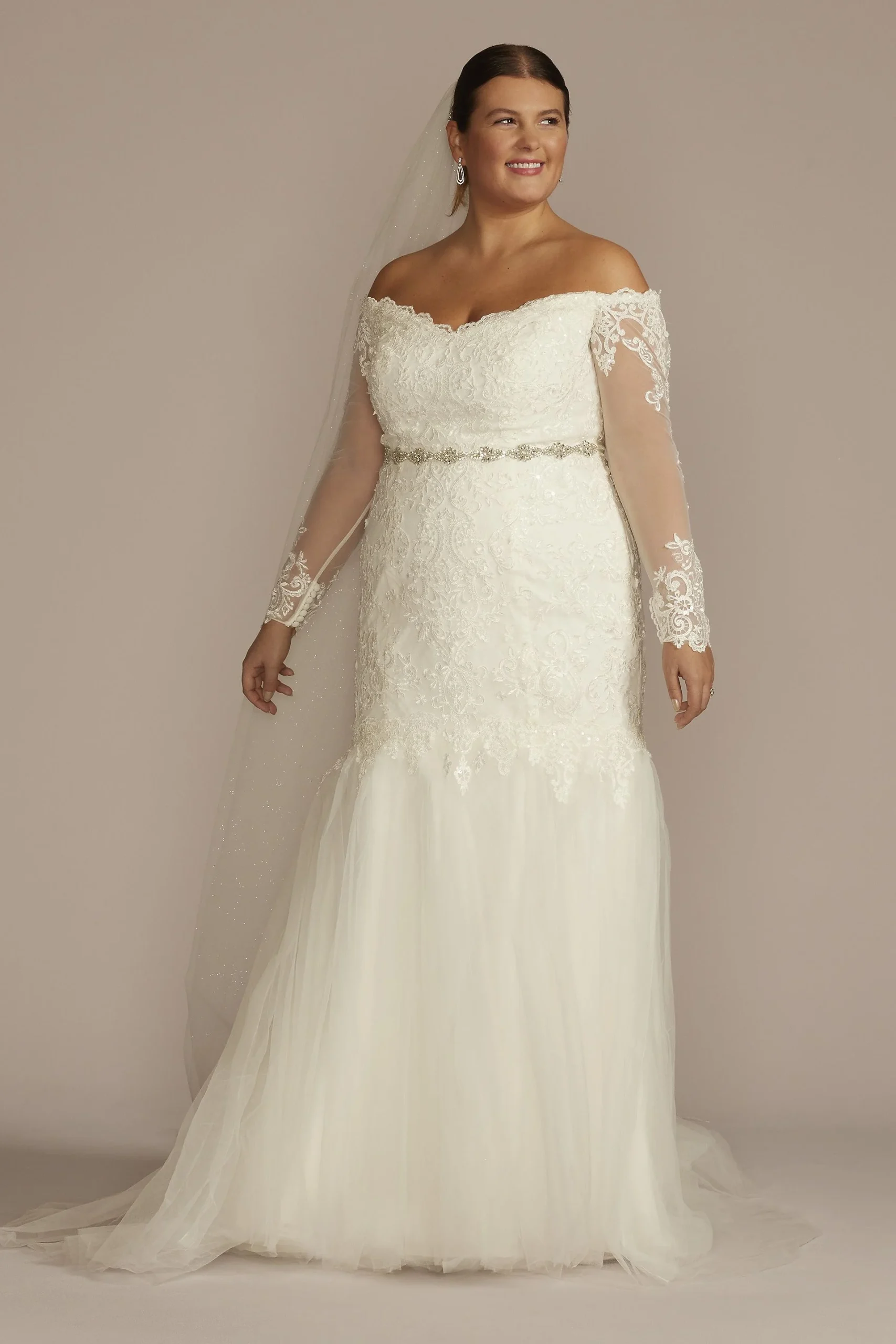 Lace and Tulle Trumpet Wedding Dress