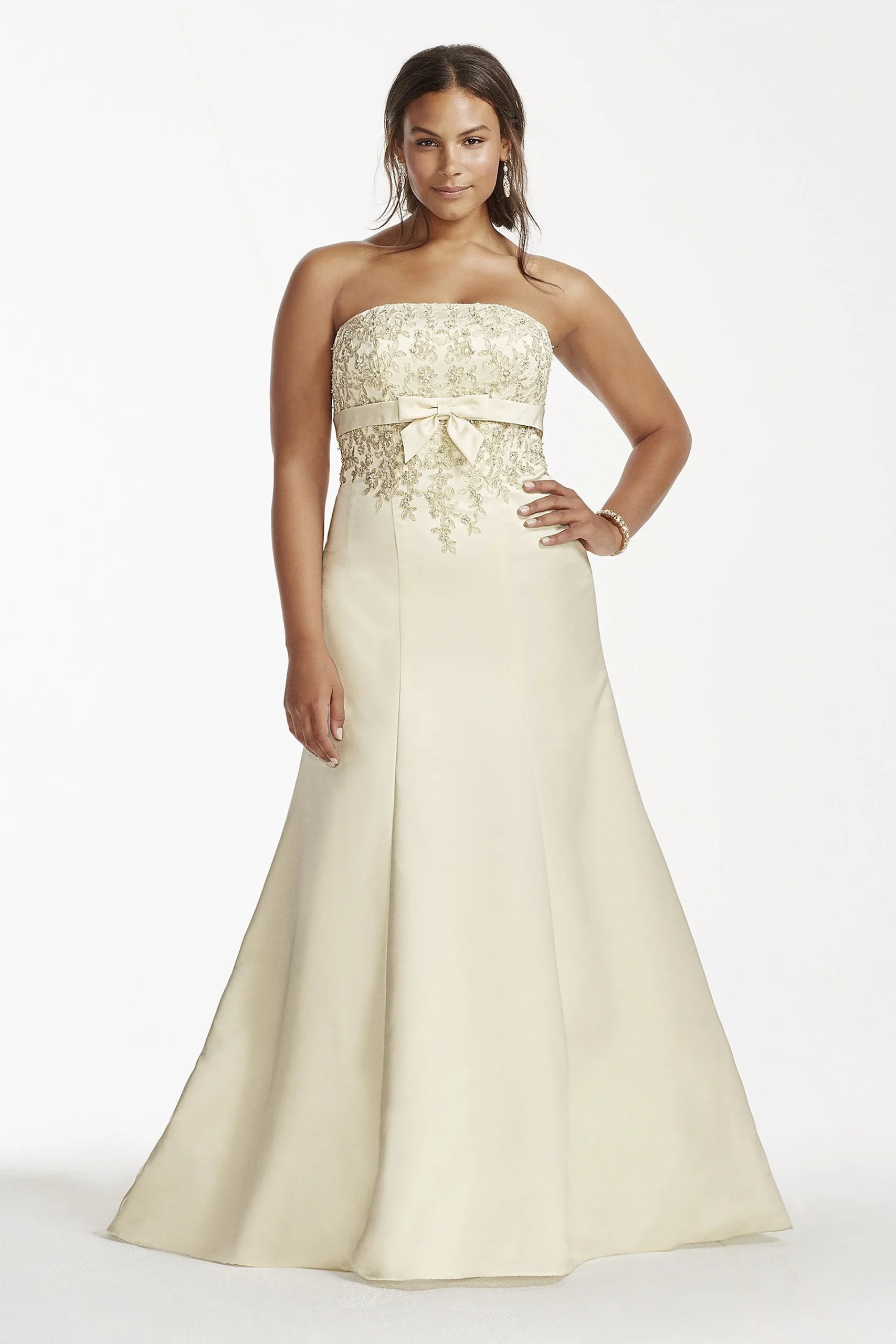 Lace Wedding Dress with Beaded Metallic Lace