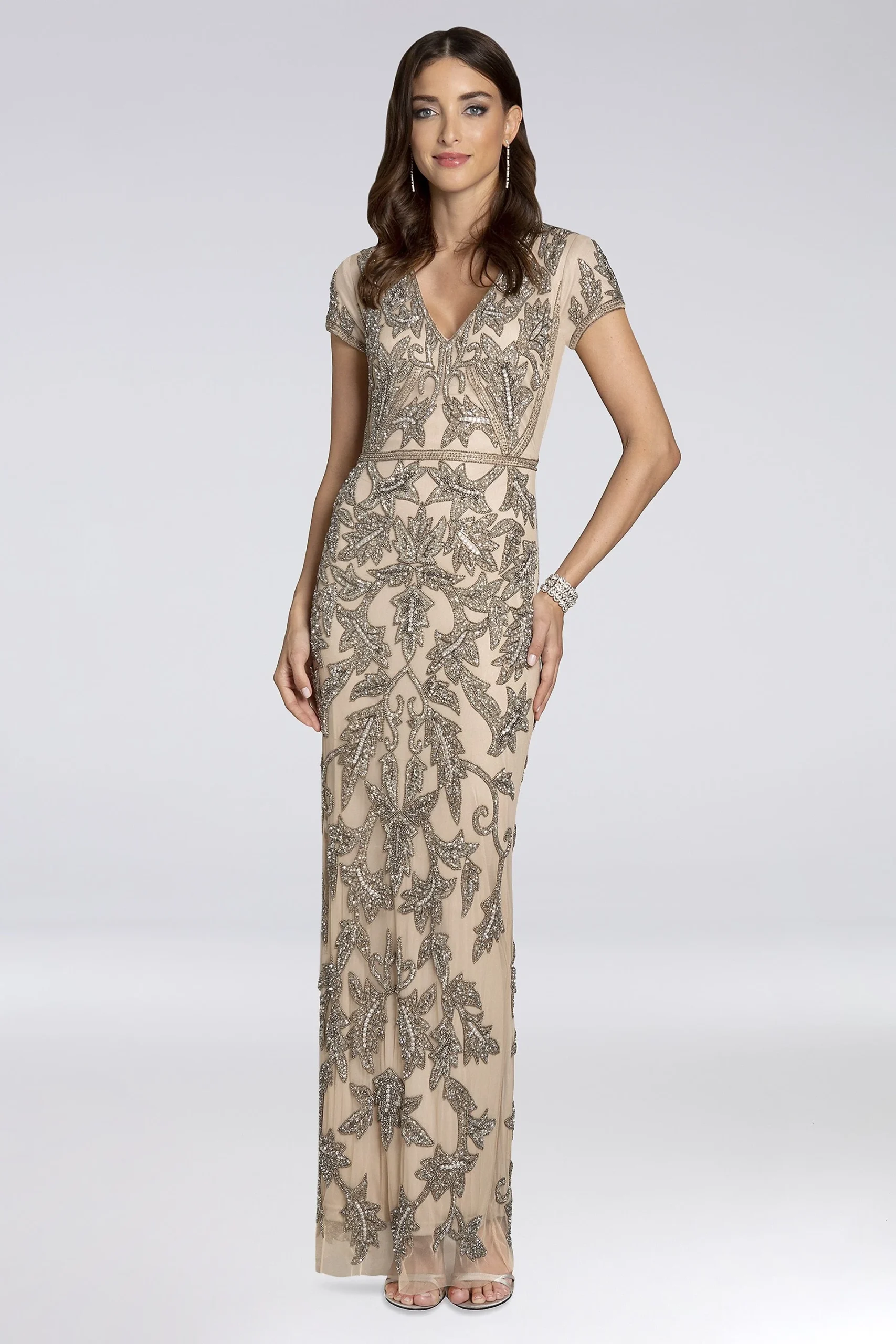 Lara Annabelle Beaded Mesh A-Line Dress