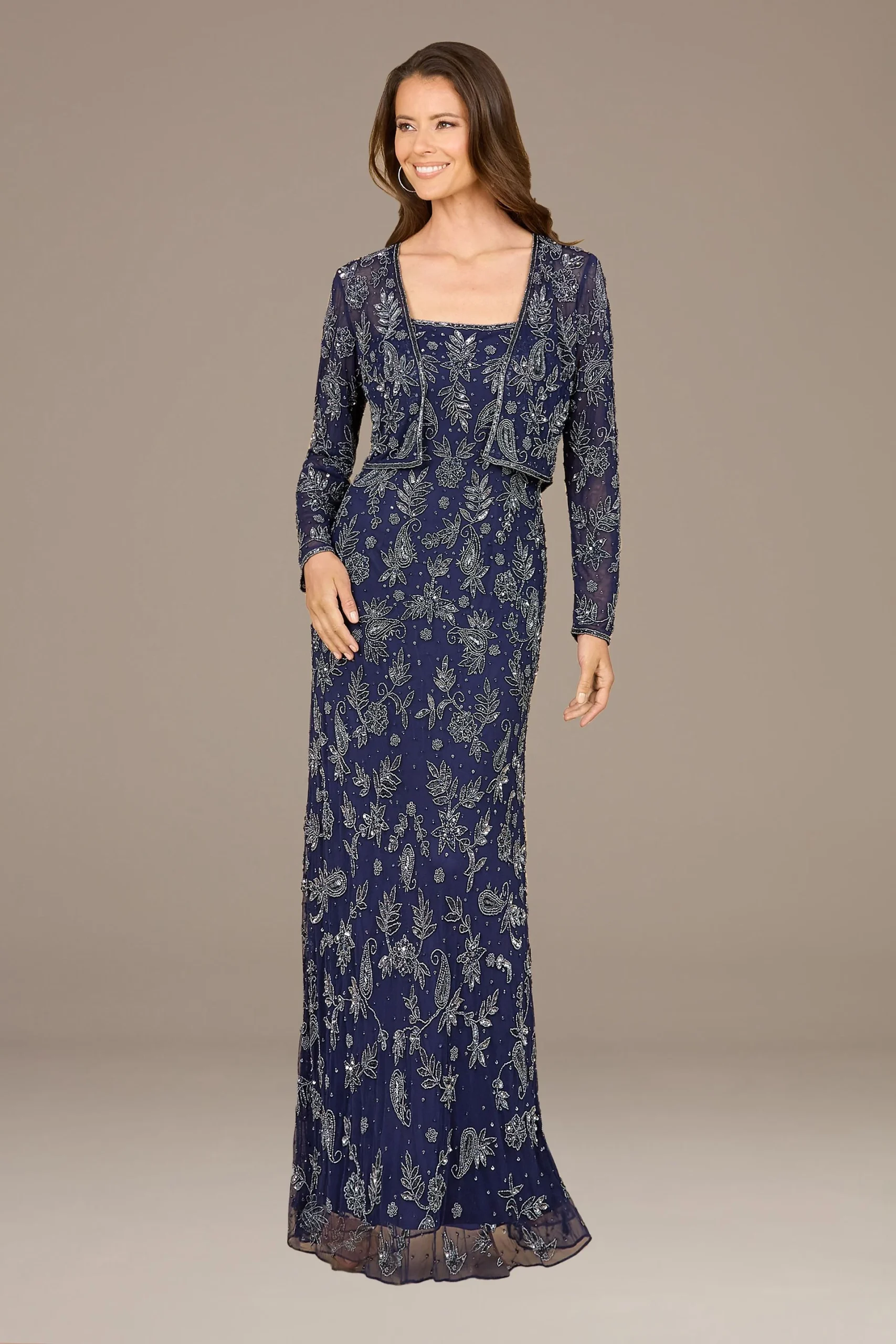 Lara Beaded Sheath Dress with Jacket
