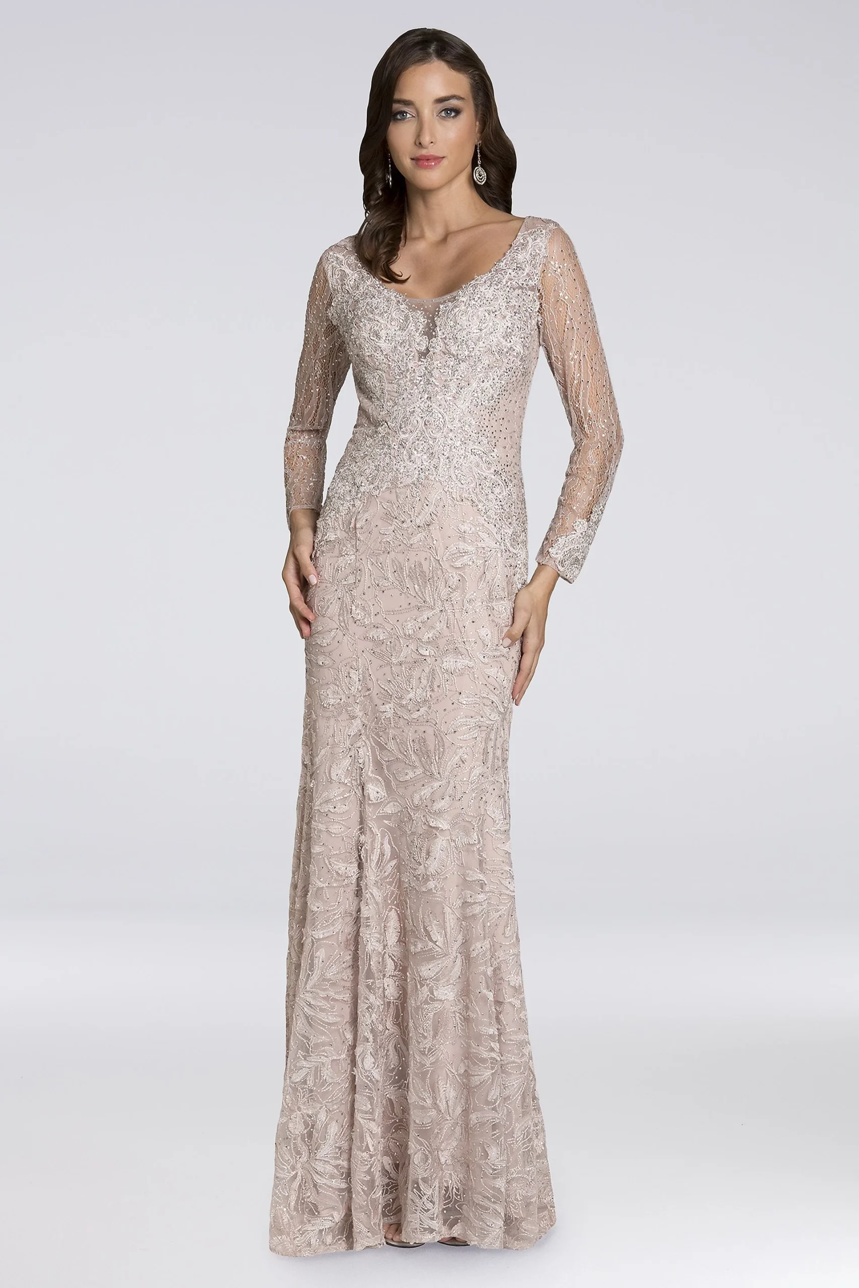 Lara Beth Lace Long-Sleeve Gown