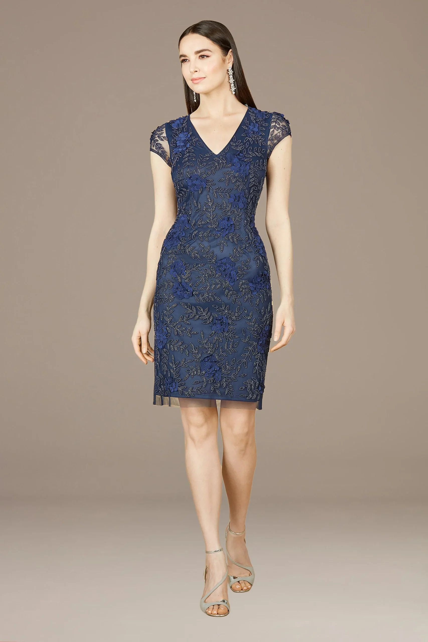 Lara Embroidered Floral Cap Sleeve Short Dress