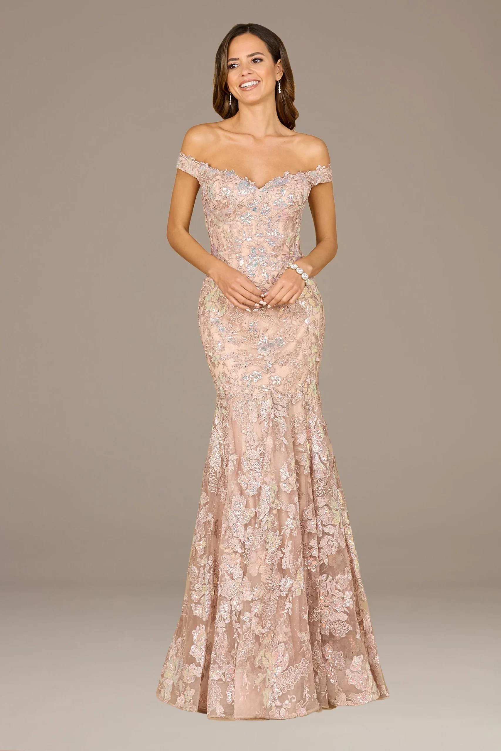 Lara Embroidered Off-the-Shoulder Mermaid Dress