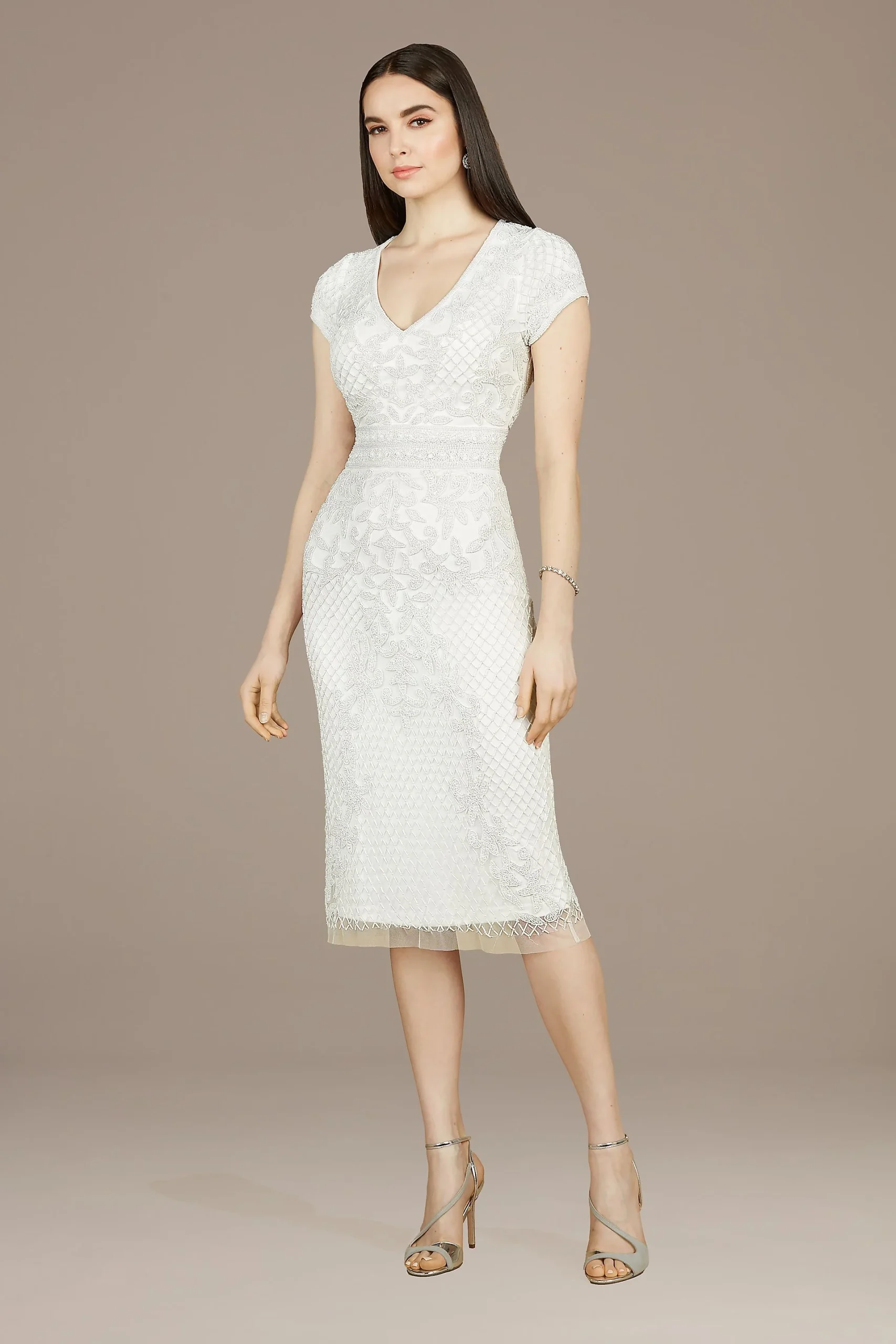 Lara Harmony V-Neck Beaded Midi Dress