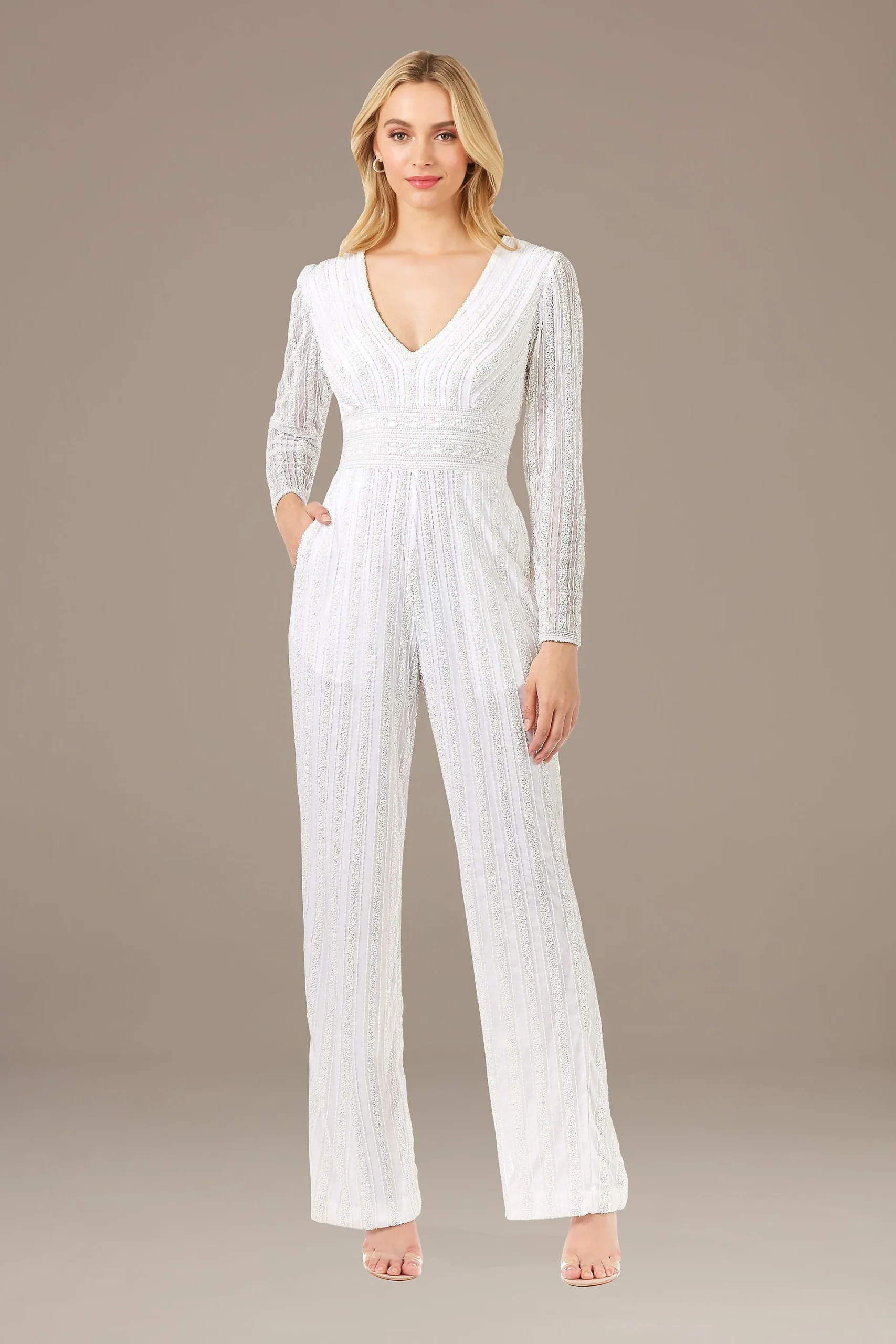 Lara Heli Beaded Long Sleeve Jumpsuit with Pockets