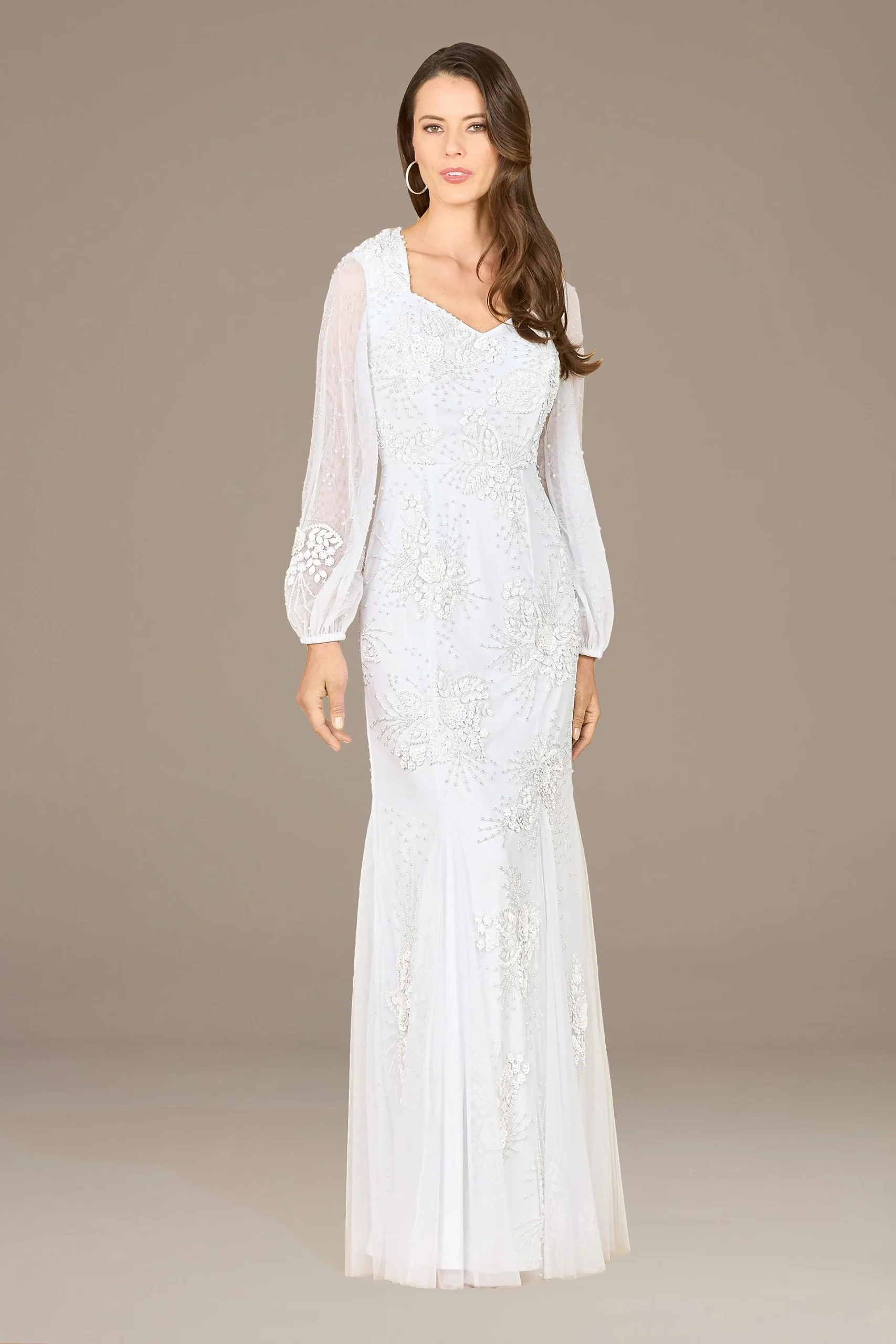 Lara Juliette Beaded Long-Sleeve Wedding Dress