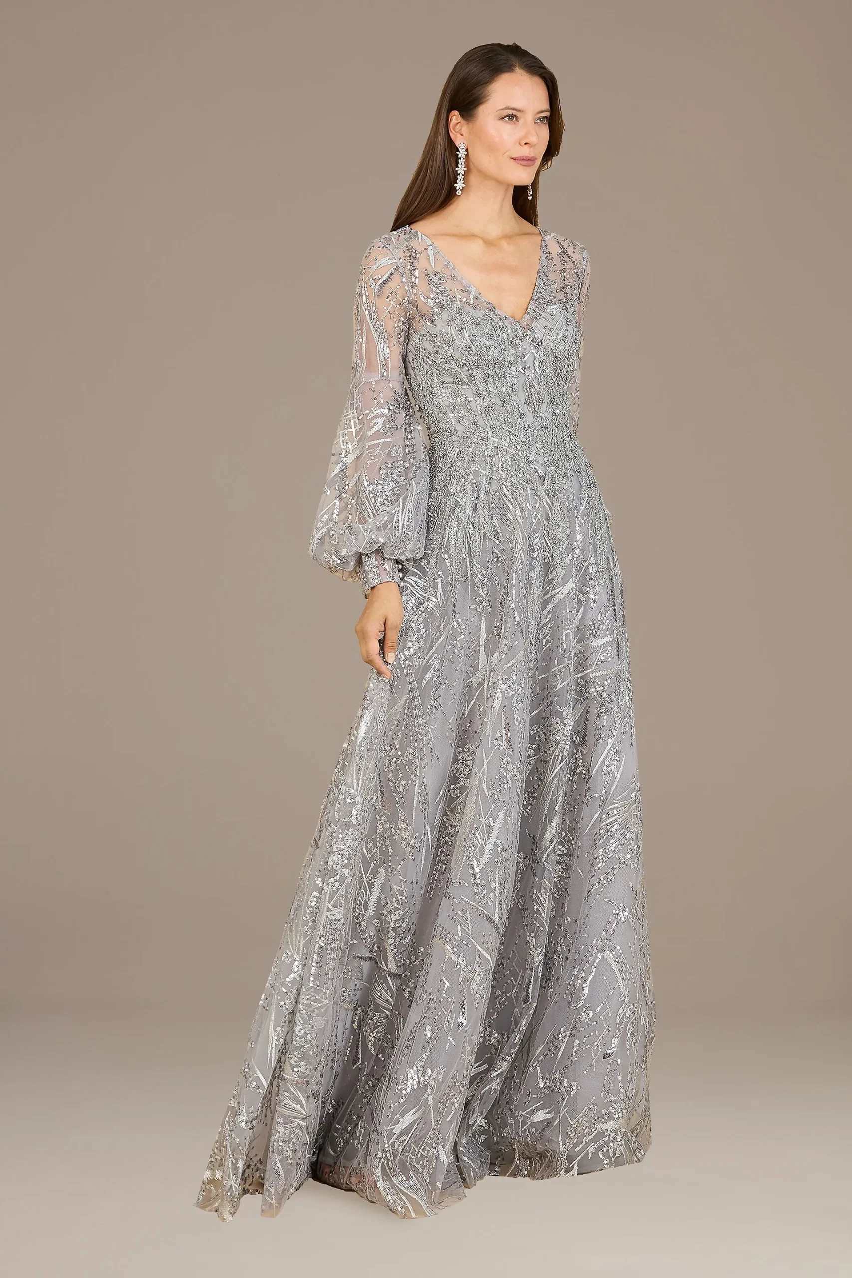 Lara Long Sleeve Embroidered Lace Ball Gown