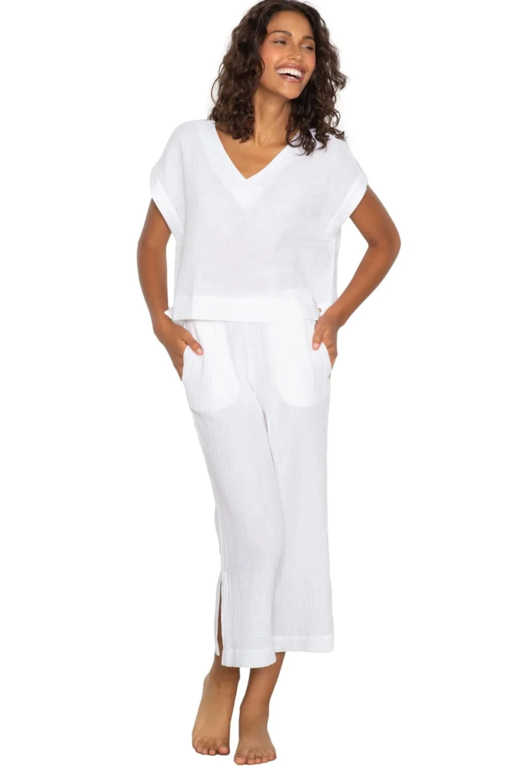 Latte Love Crinkle Lounge Set, White (LW12WS377)