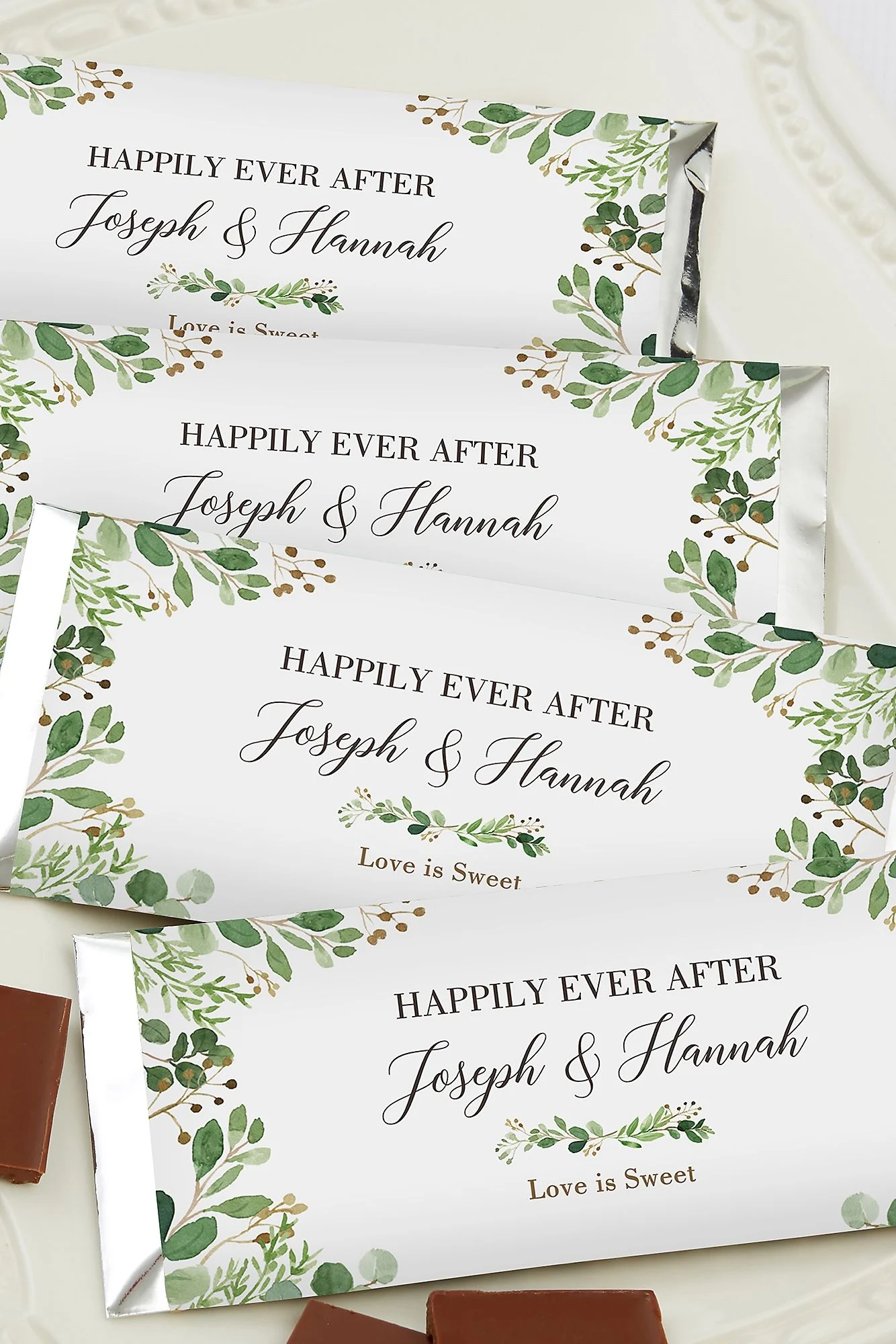 Laurels of Love Personalized Candy Bar Wrappers