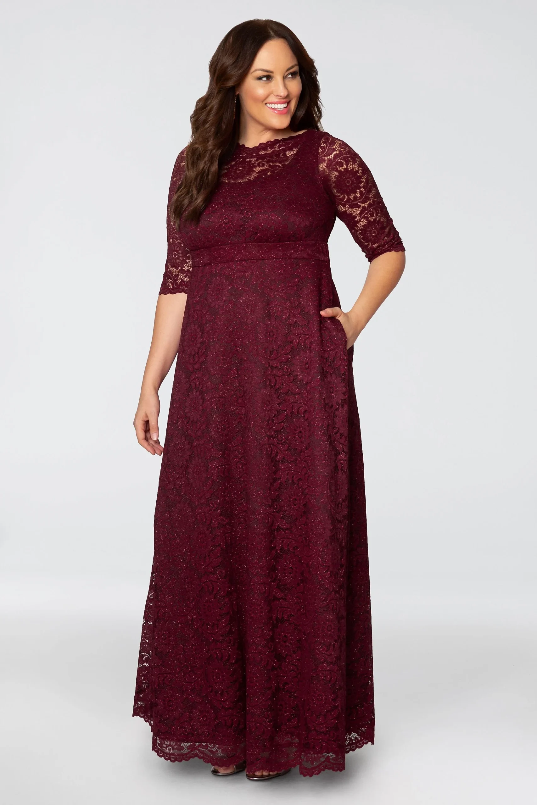 Leona Glitter Lace A-Line Plus Size Gown