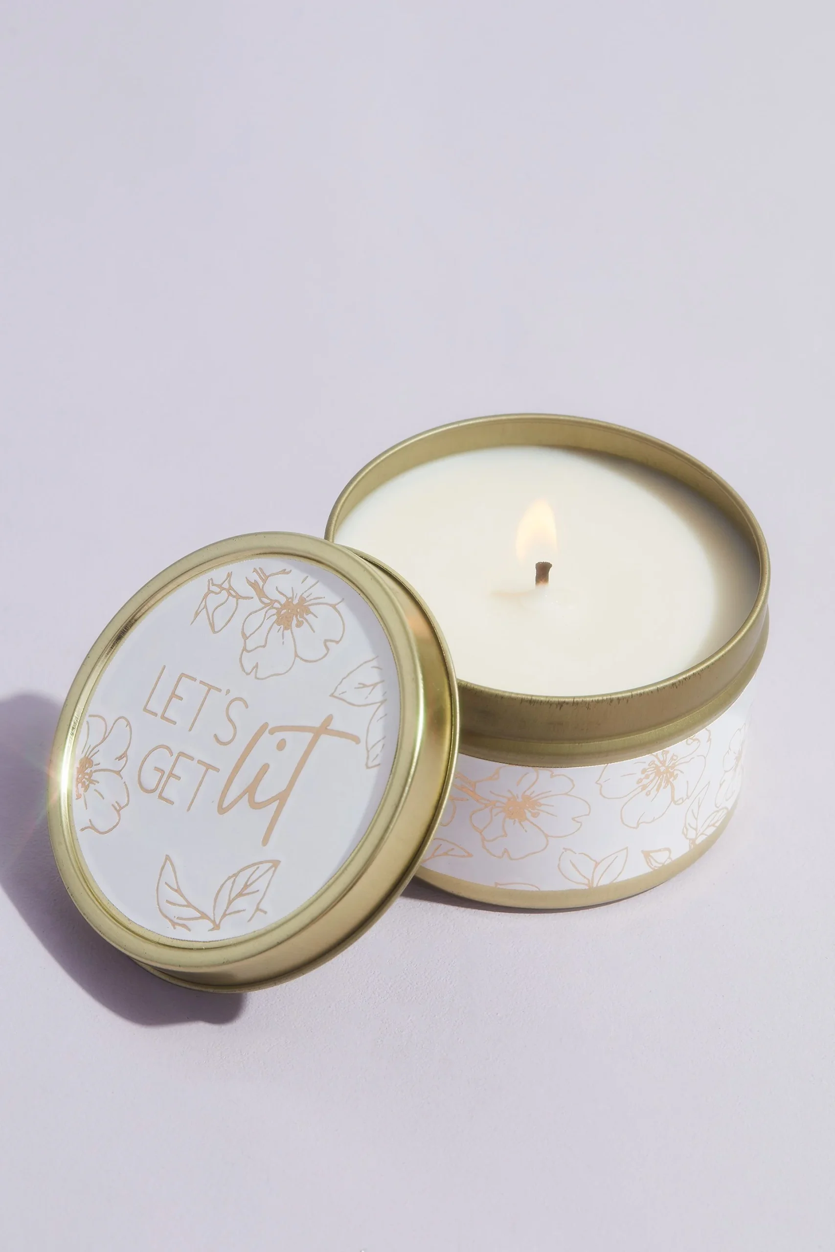 Lets Get Lit Floral Candle Tin