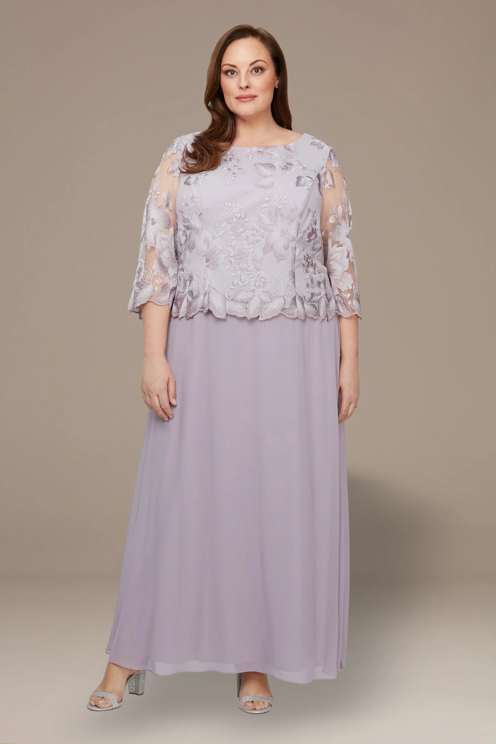 A-Line Embroidered Mock Dress With Scallop Detail