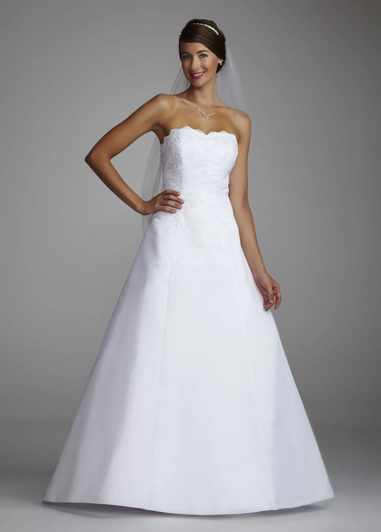 A-Line Gown with Beading and Scalloped Neck