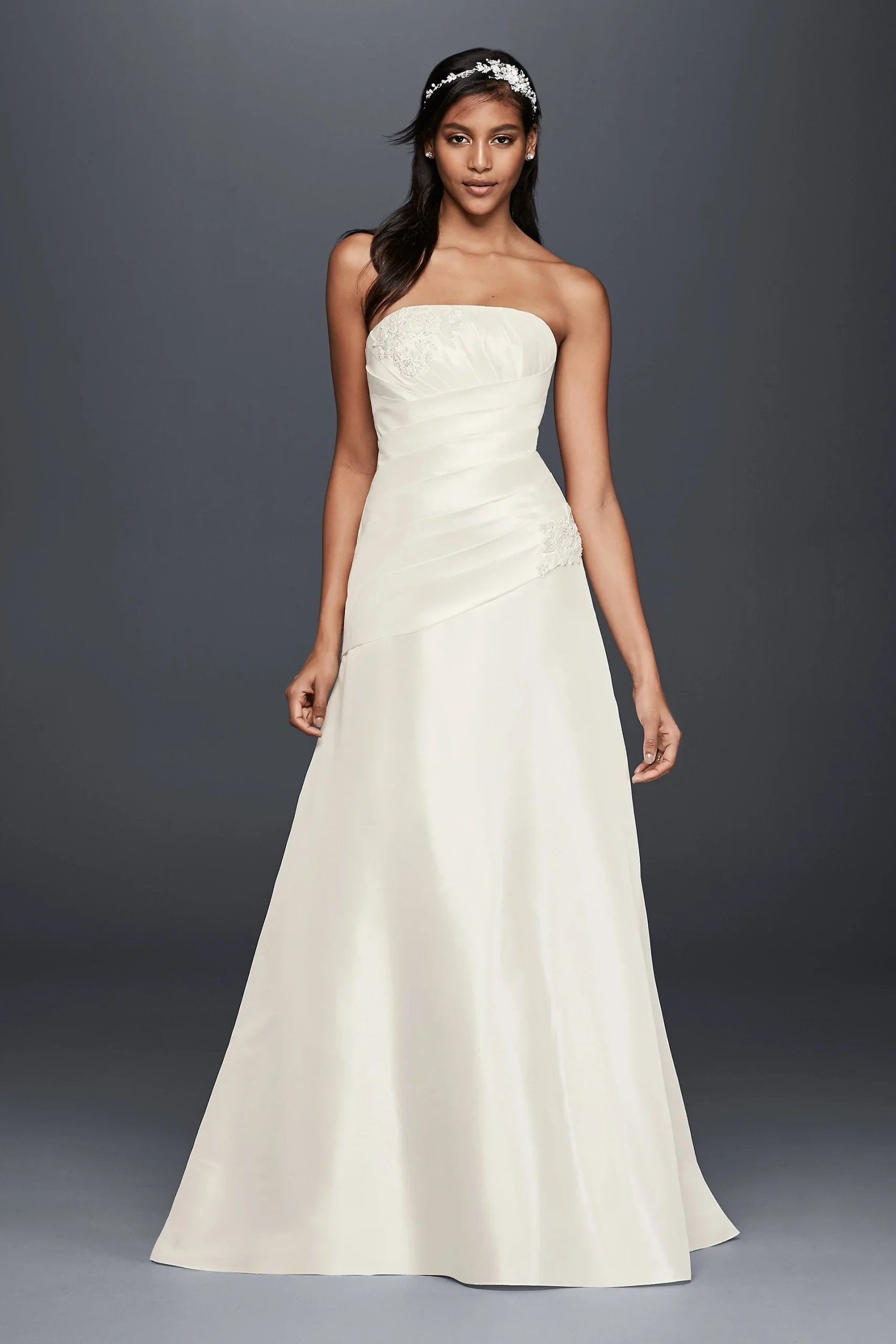 A-Line Wedding Dress with Hip Embellishment
