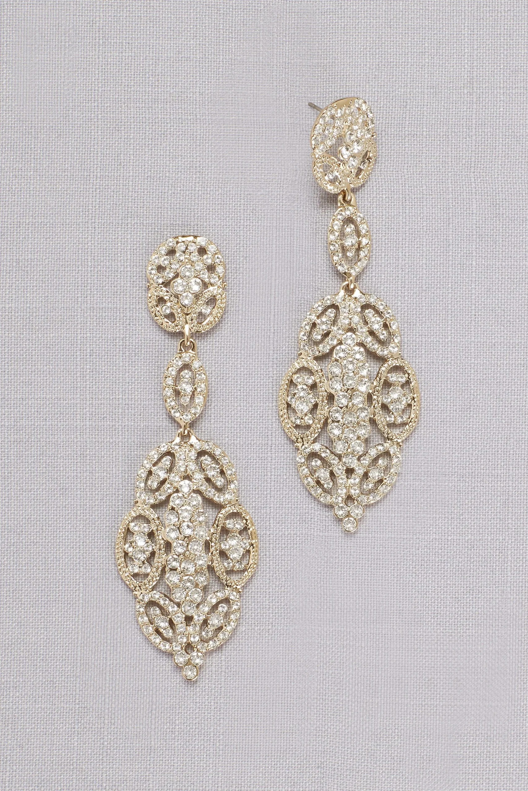 Linked Crystal Oval Earrings