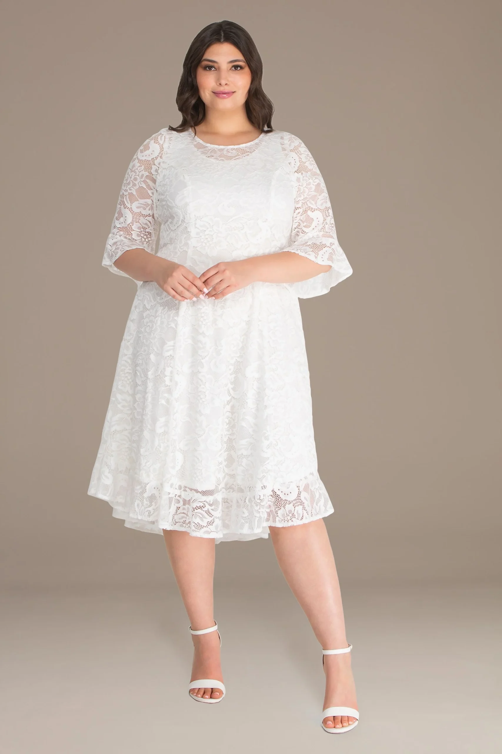Livi Lace Plus Size Flounce Sleeve Wedding Dress