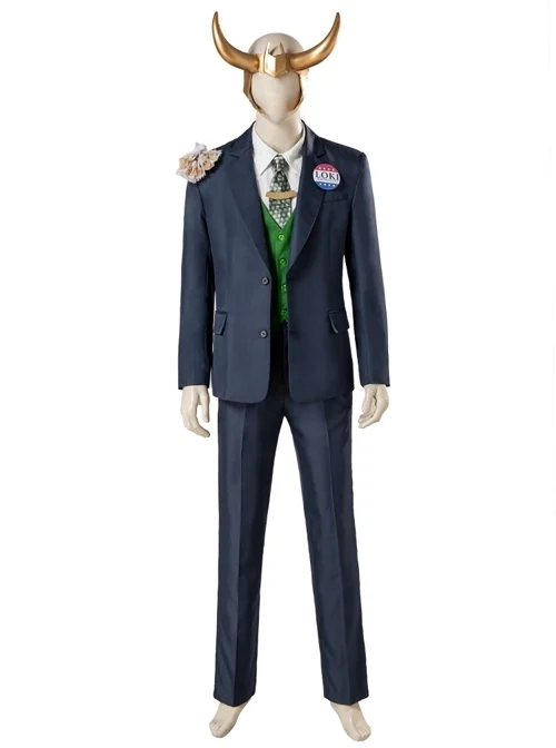 Loki Navy Blue Suit Halloween Cosplay Costume Set
