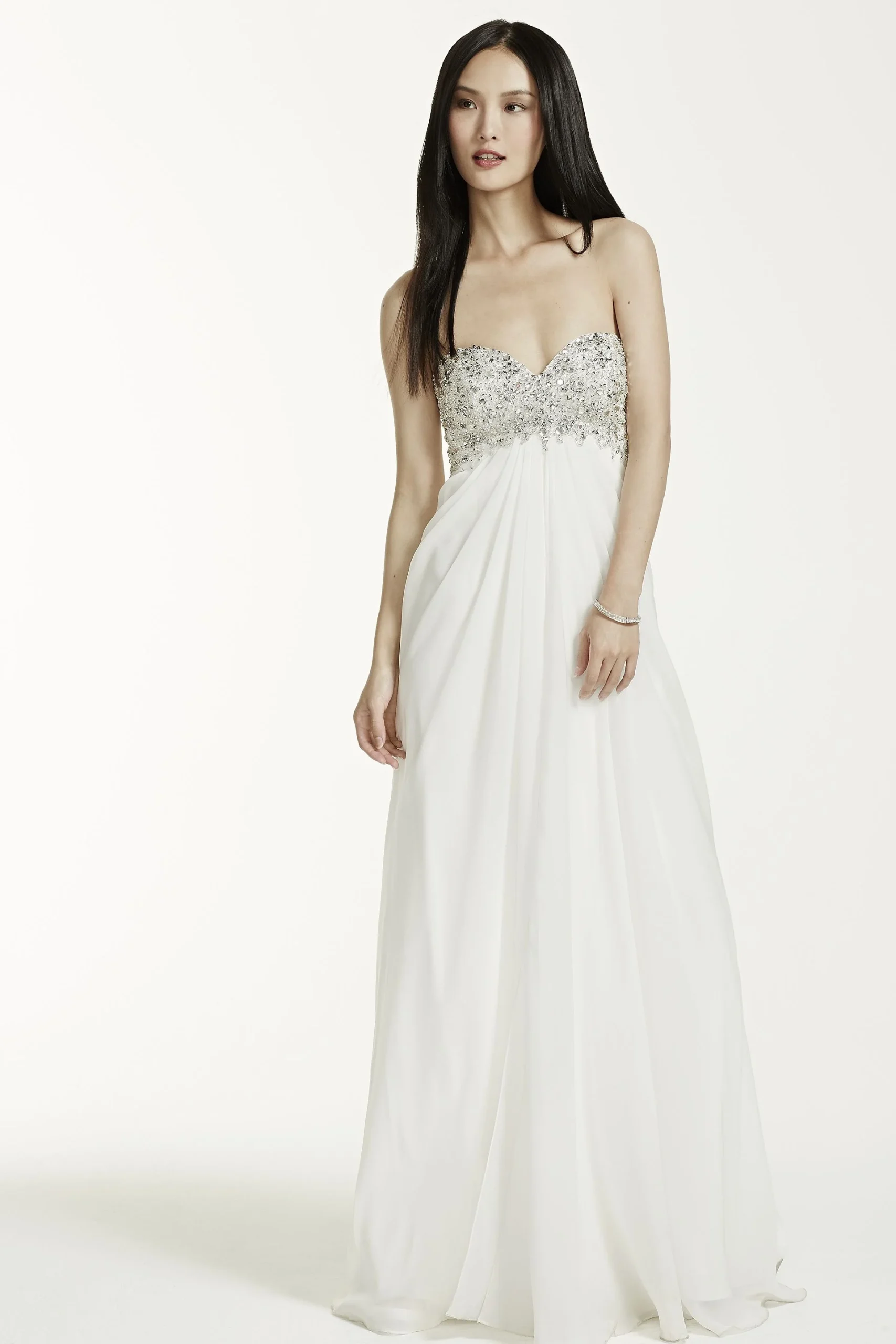 Long Chiffon Gown with Beaded Bust