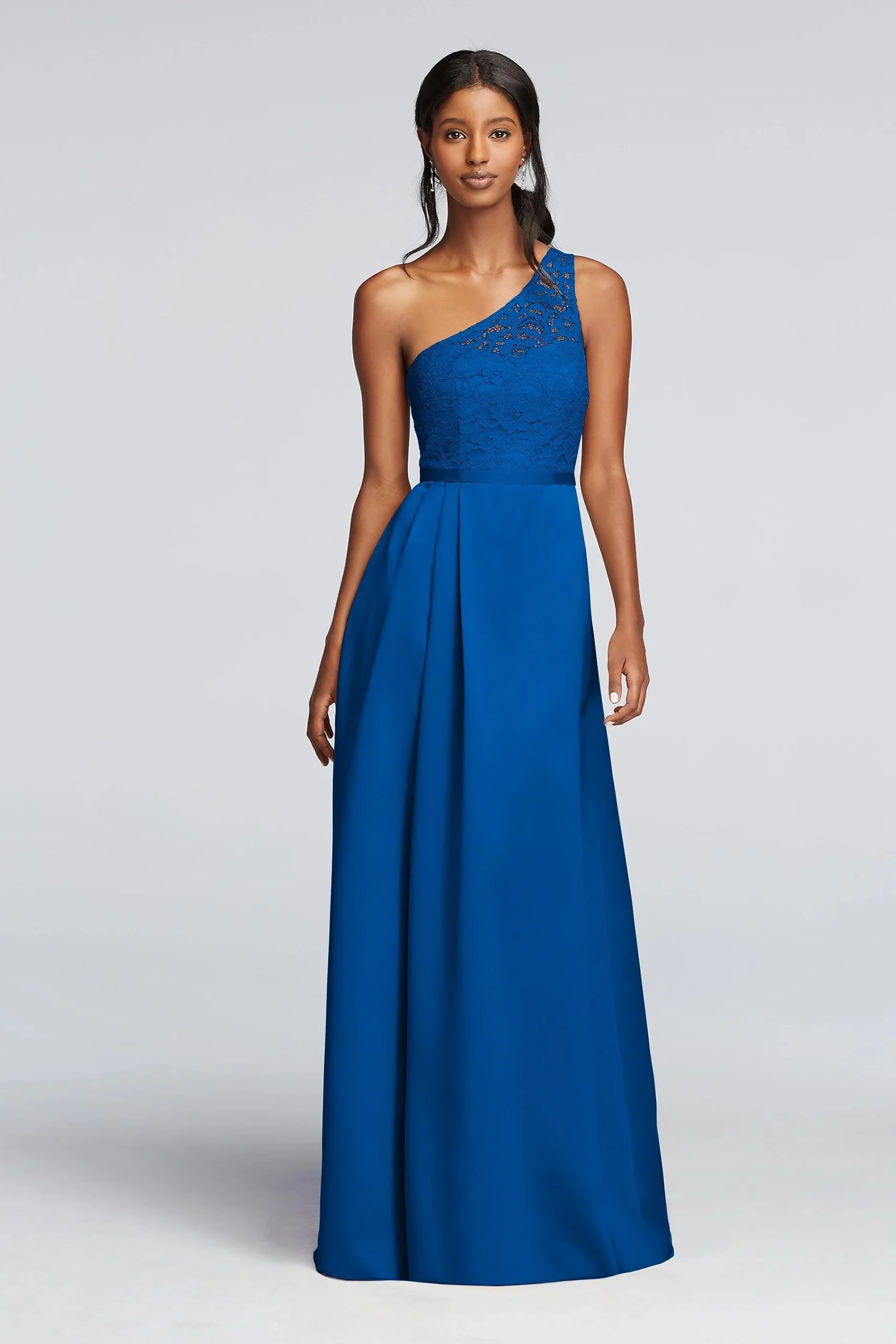 Long Illusion Lace and Satin Dress