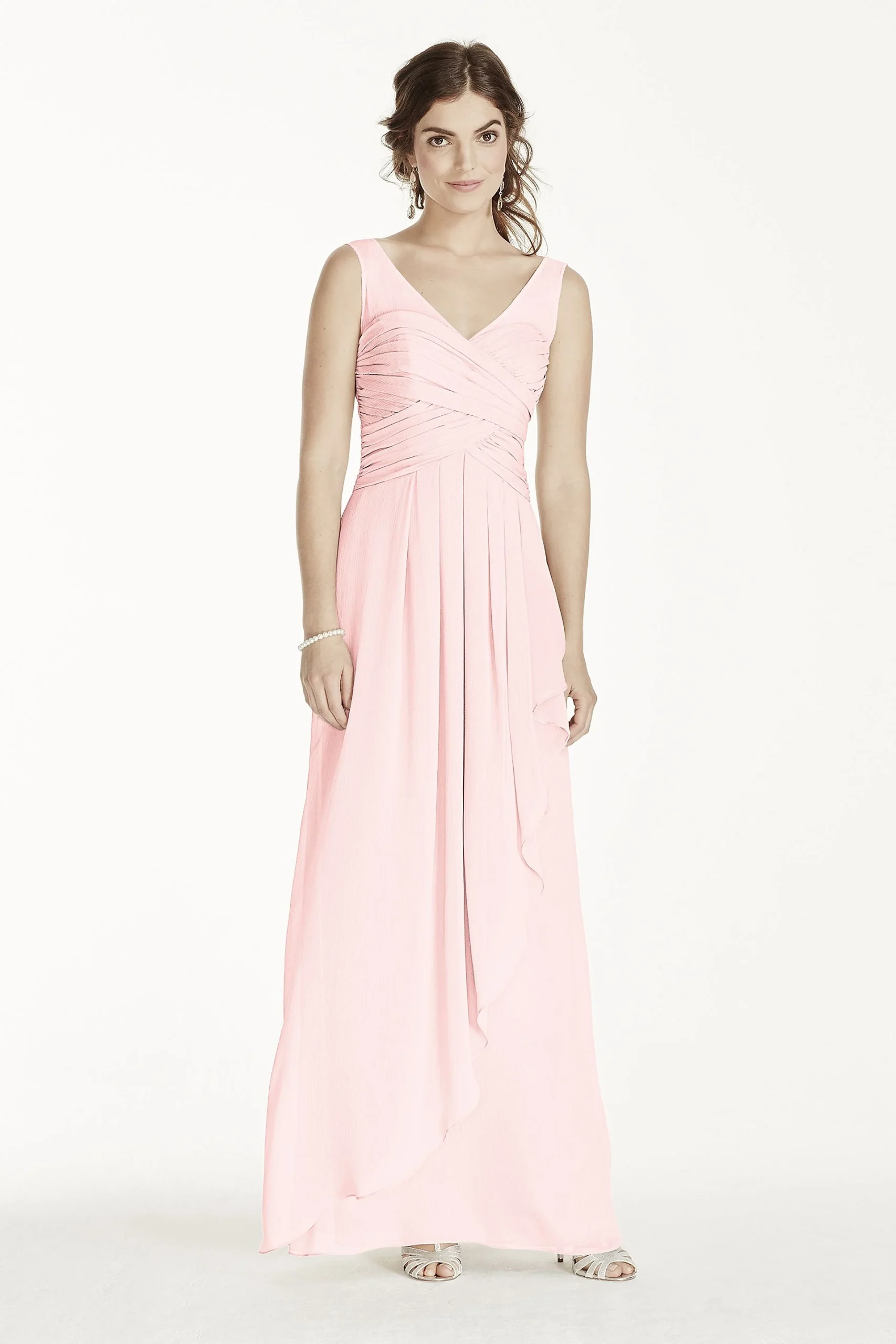 Long Illusion Tank Crinkle Chiffon Dress
