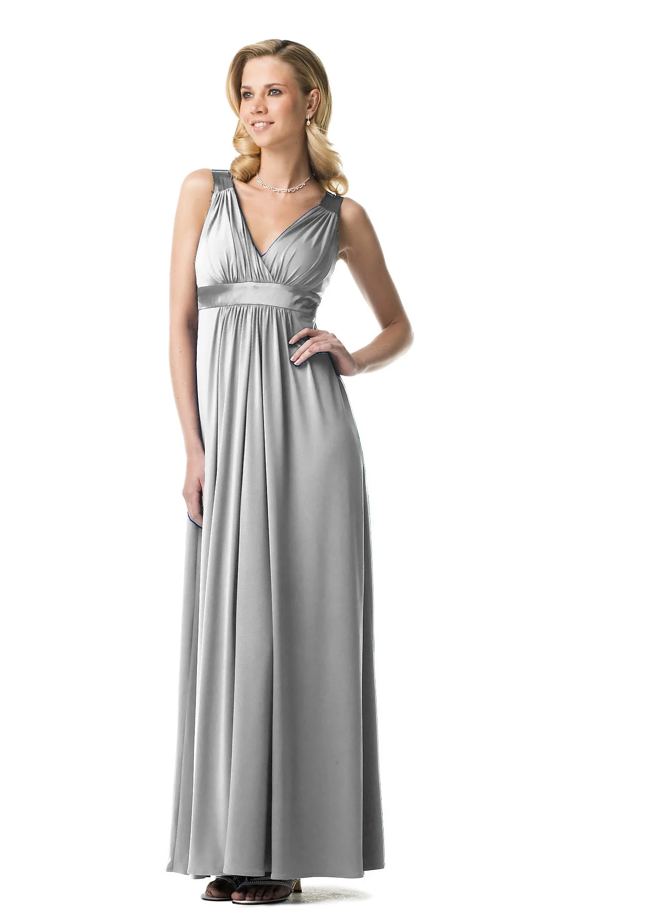 Long Jersey Dress, Charmeuse Straps and Waist