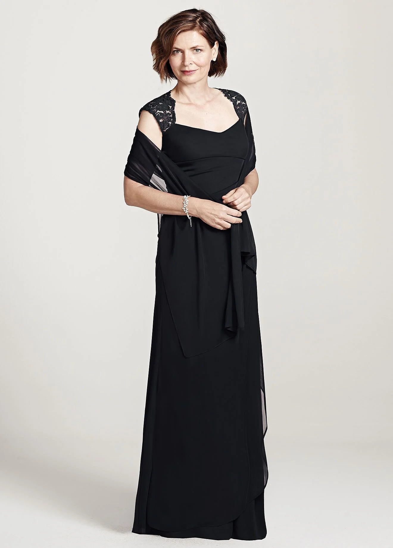 Long Jersey Dress with Matching Shawl