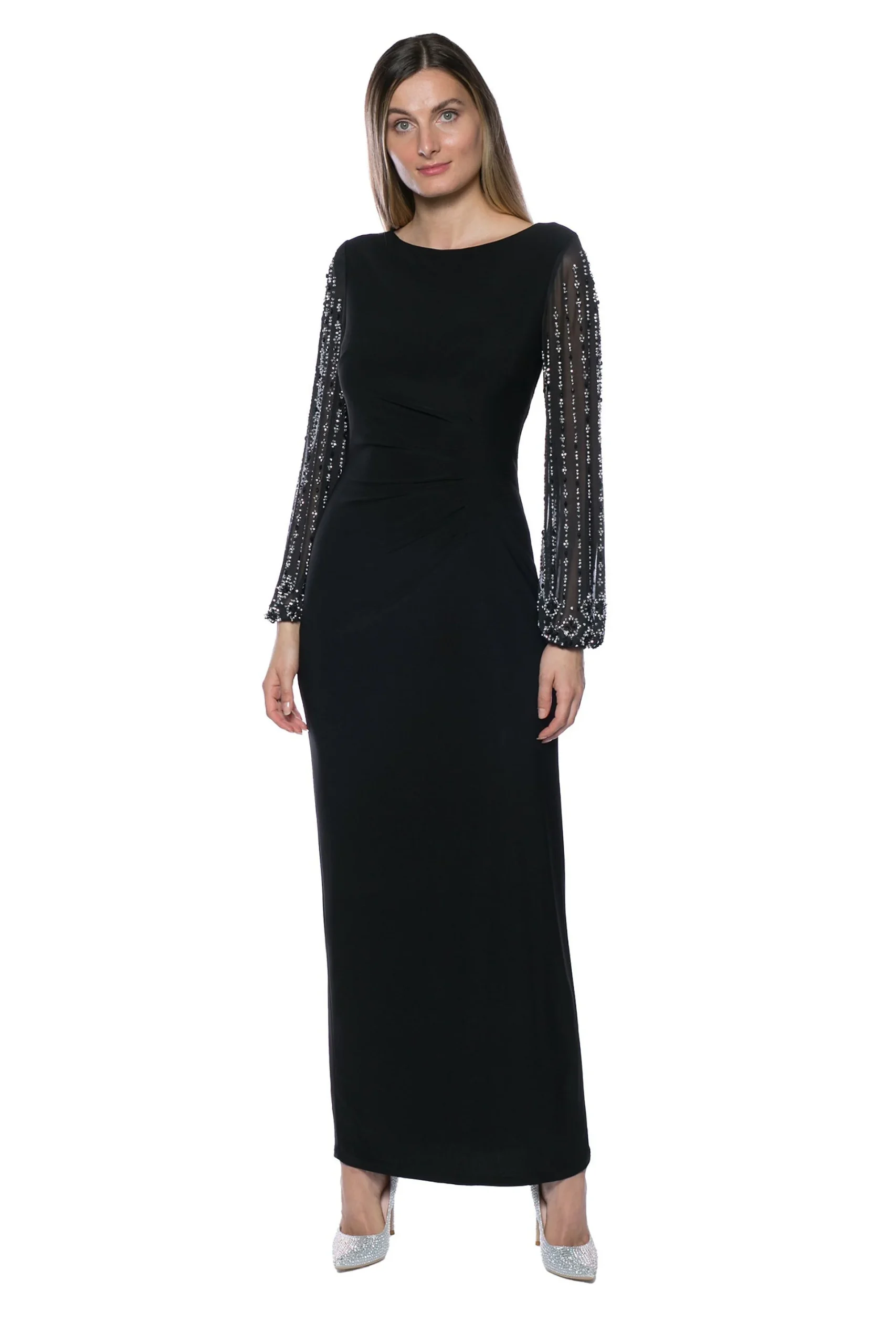 Long Sleeve Boatneck Sheath Dress