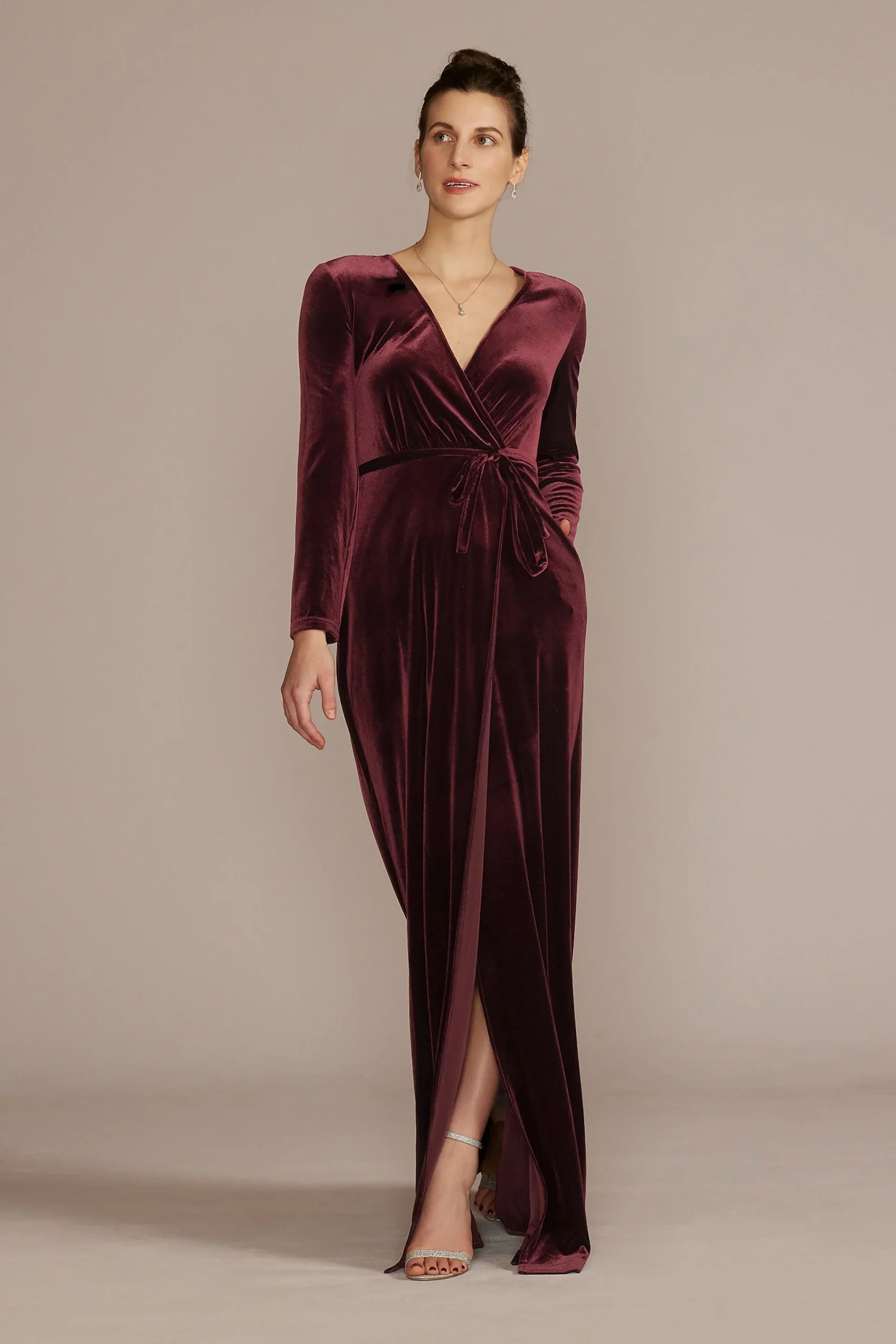 Long-Sleeve Velvet Dress