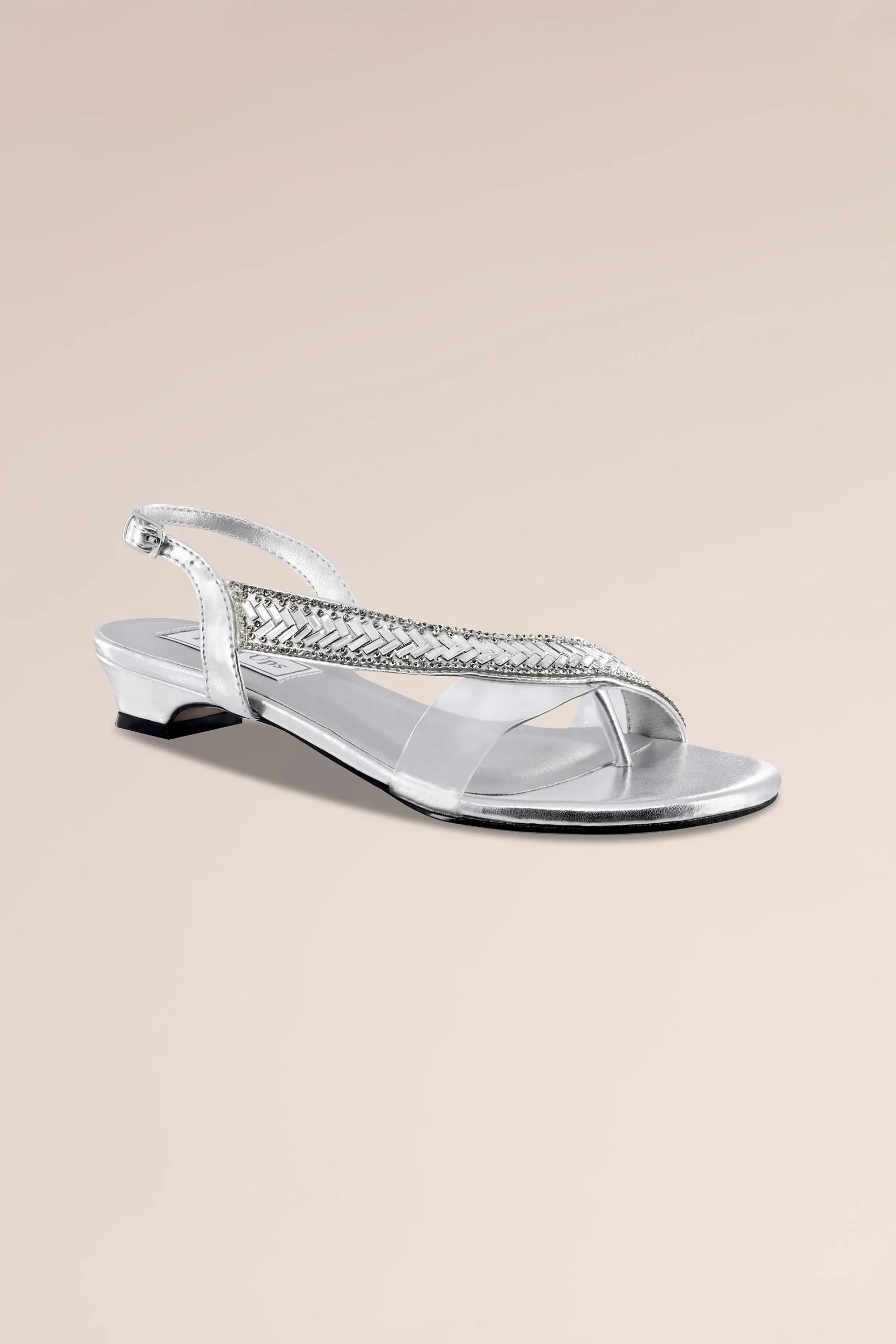 Low Heel Sandals with Mirrored Strap