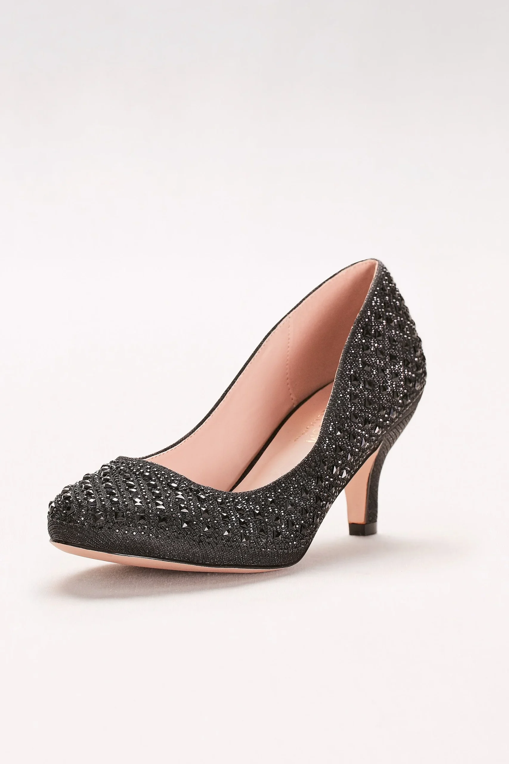 Low-Heeled Pumps with Geometric Crystal Detail