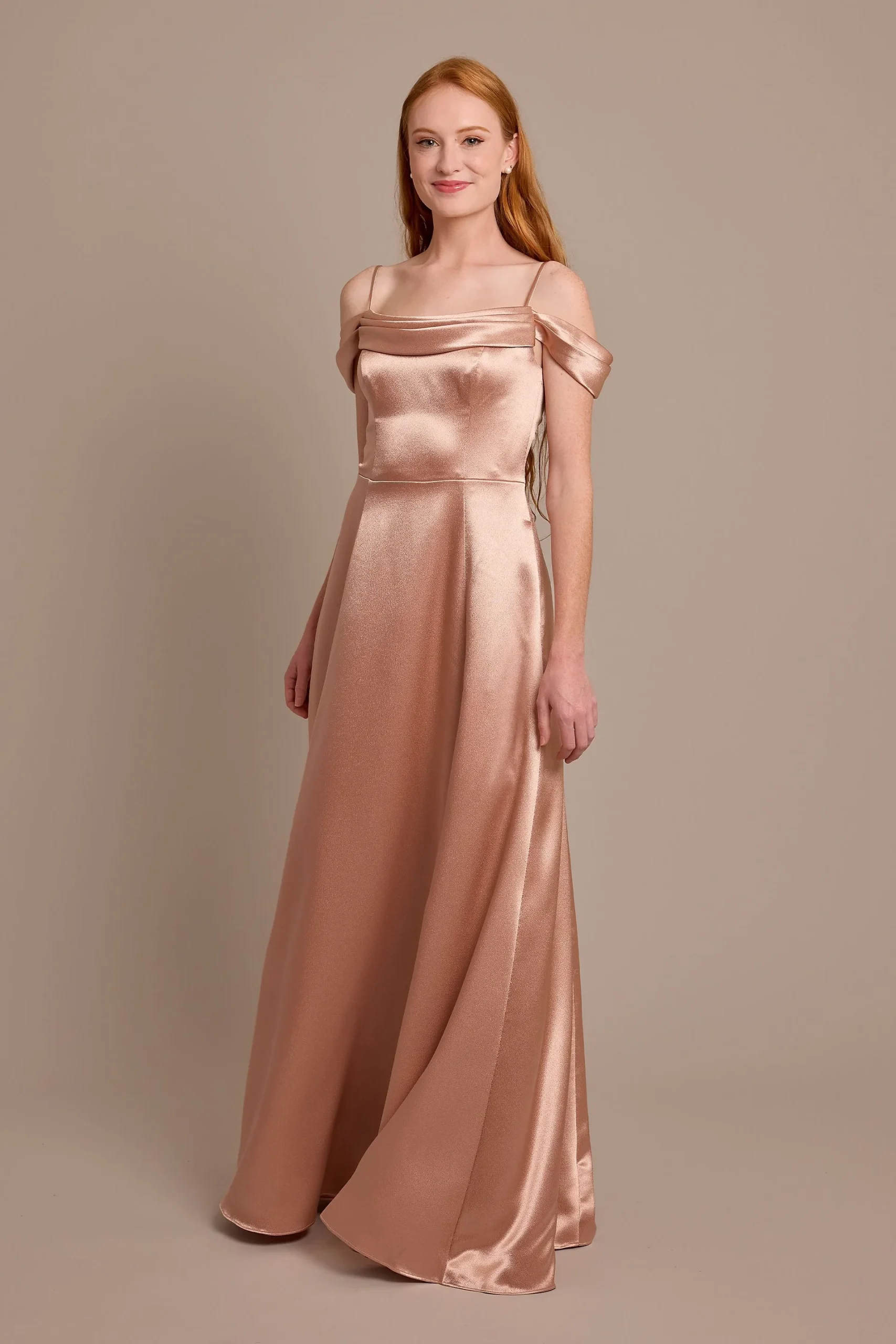 Luxe Charmeuse Off-the-Shoulder Dress