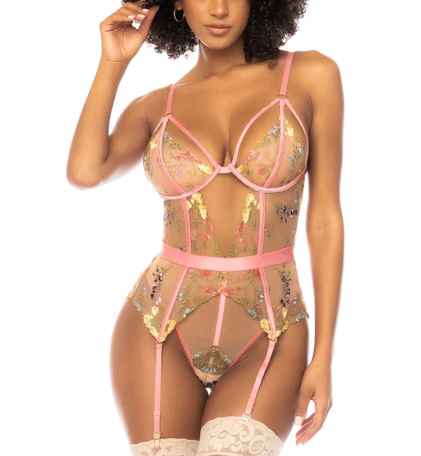 Mapale Sydney Underwire Bodysuit (8821) - Pink Garden