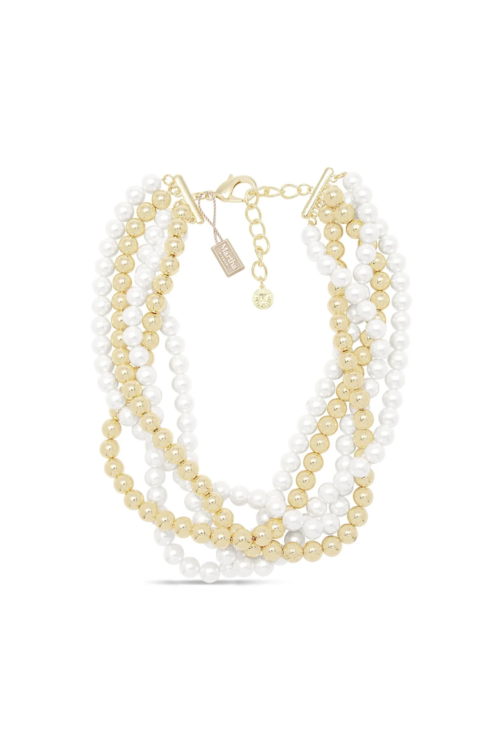 Martha Stewart Five Strand Pearl and Gold Ball