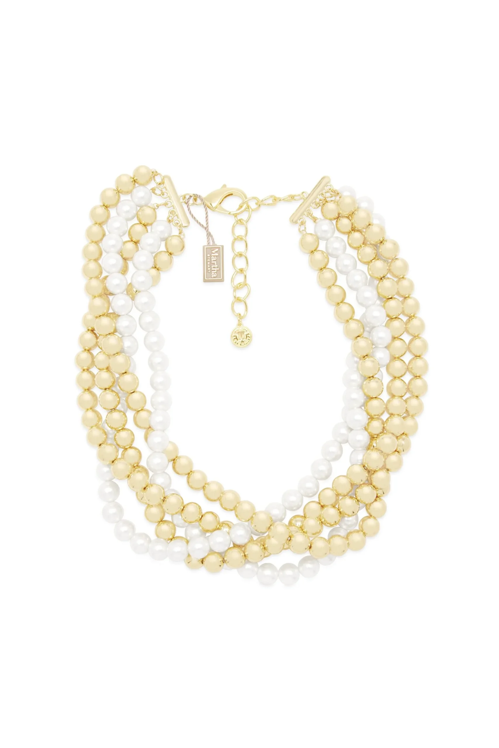 Martha Stewart Five Strand Pearl and Gold Ball Twi