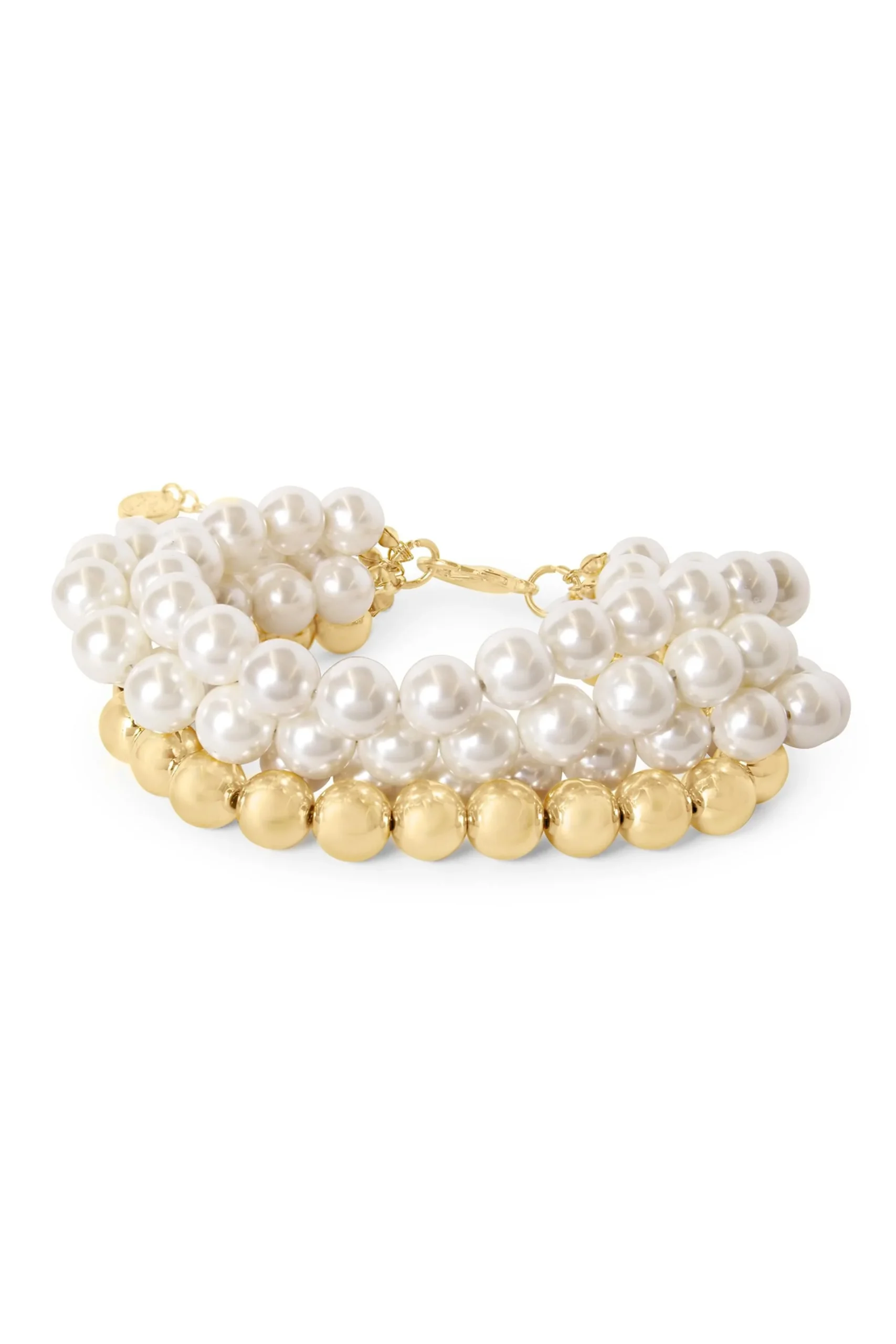 Martha Stewart Four Strand Pearl and Gold Bracelet