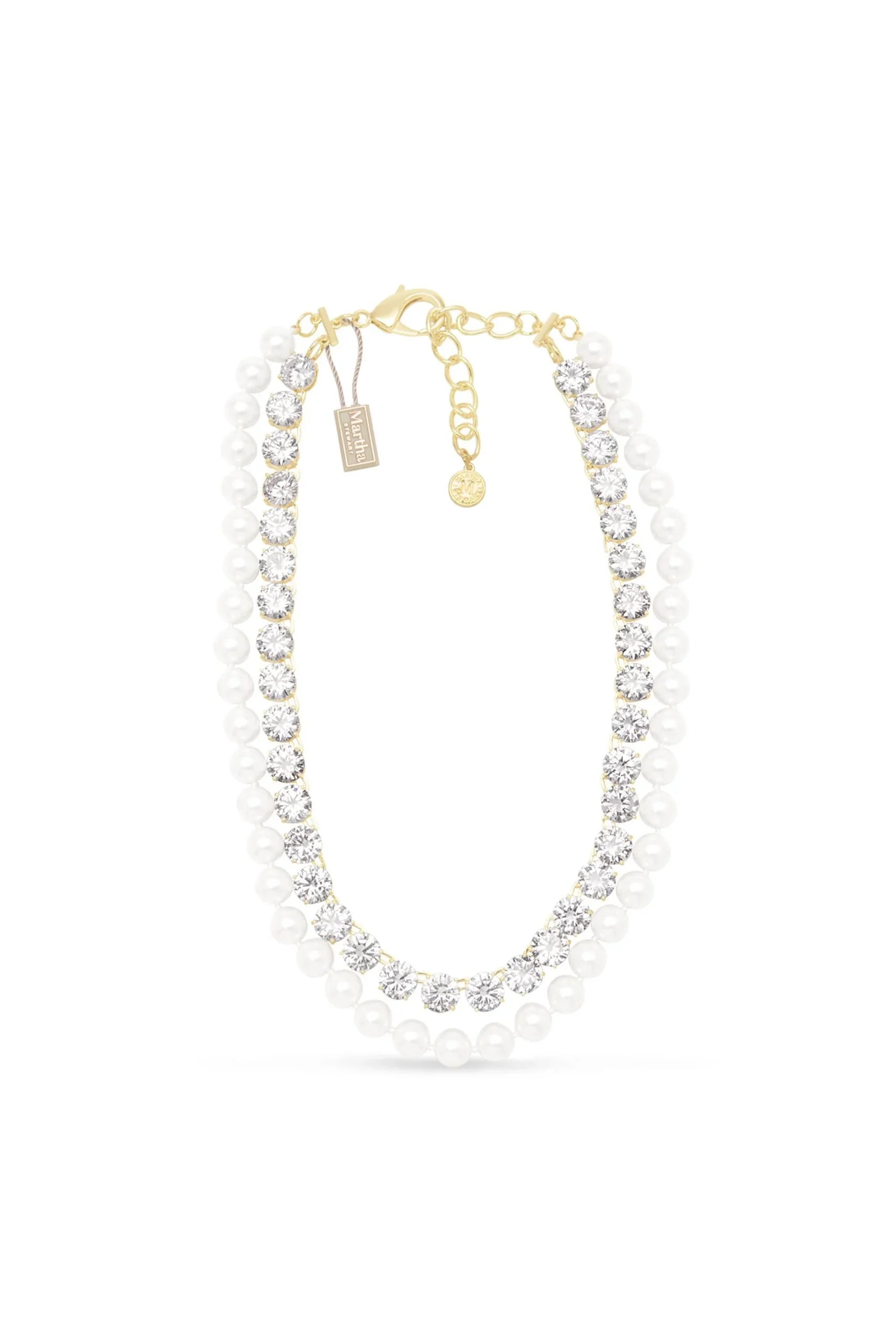 Martha Stewart Pearl and Crystal Necklace In Gold