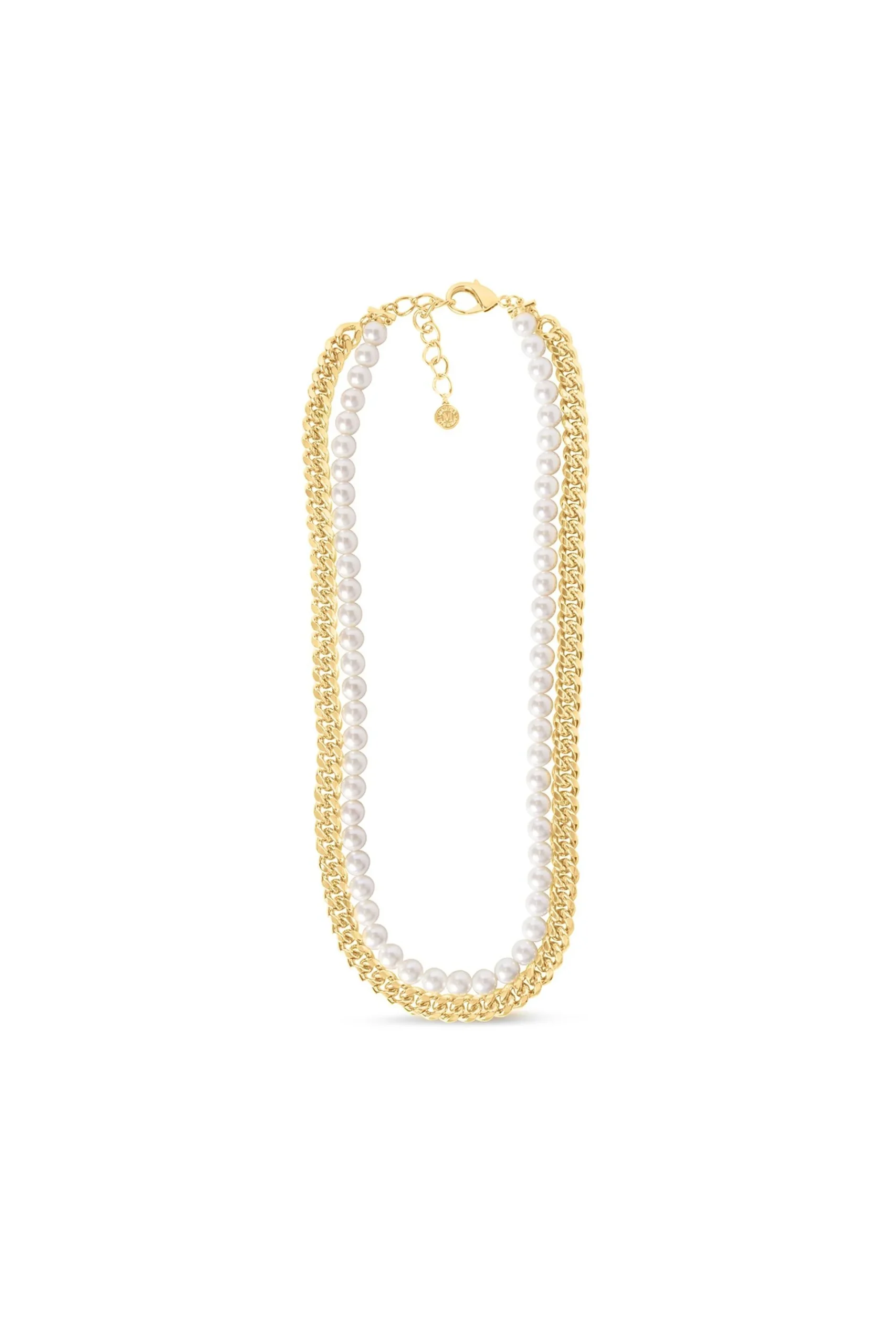 Martha Stewart Pearl and Curb Gold Chain Necklace