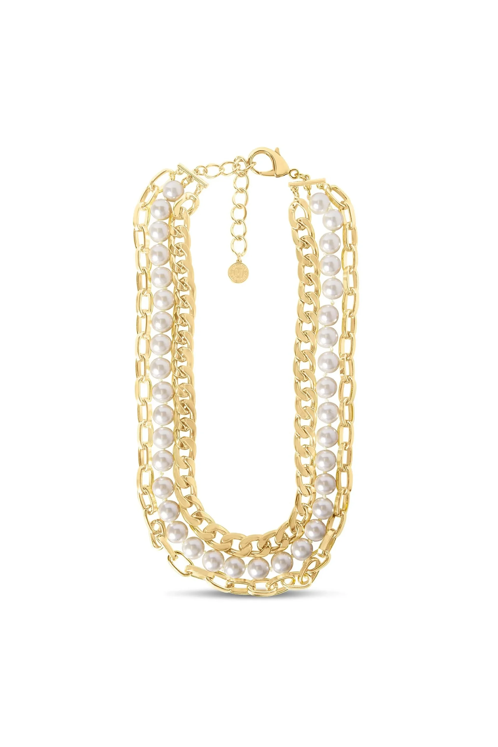Martha Stewart Three Strand Pearl Chain Necklace