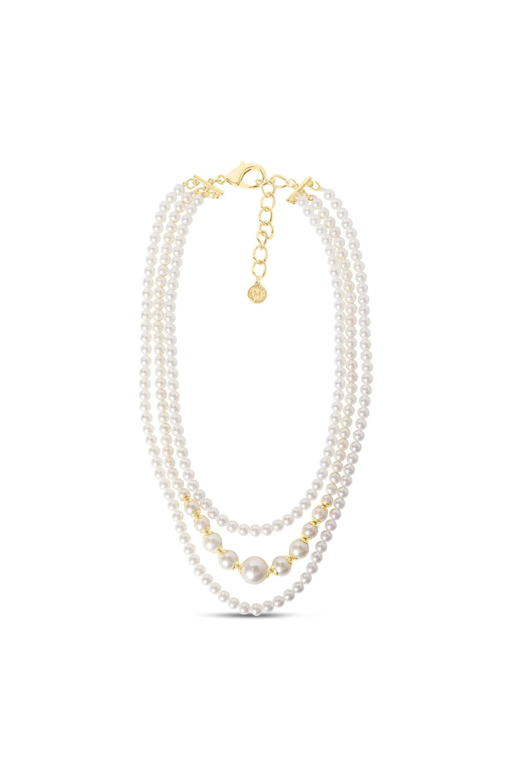 Martha Stewart Three Strand Pearl Necklace In Gold
