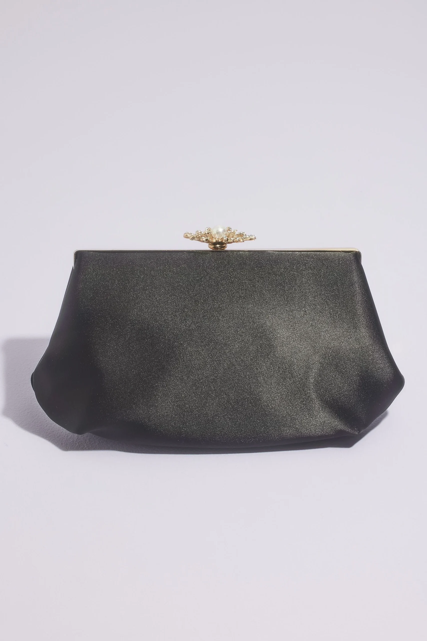 Matte Satin Pouch with Pearl Burst Clasp