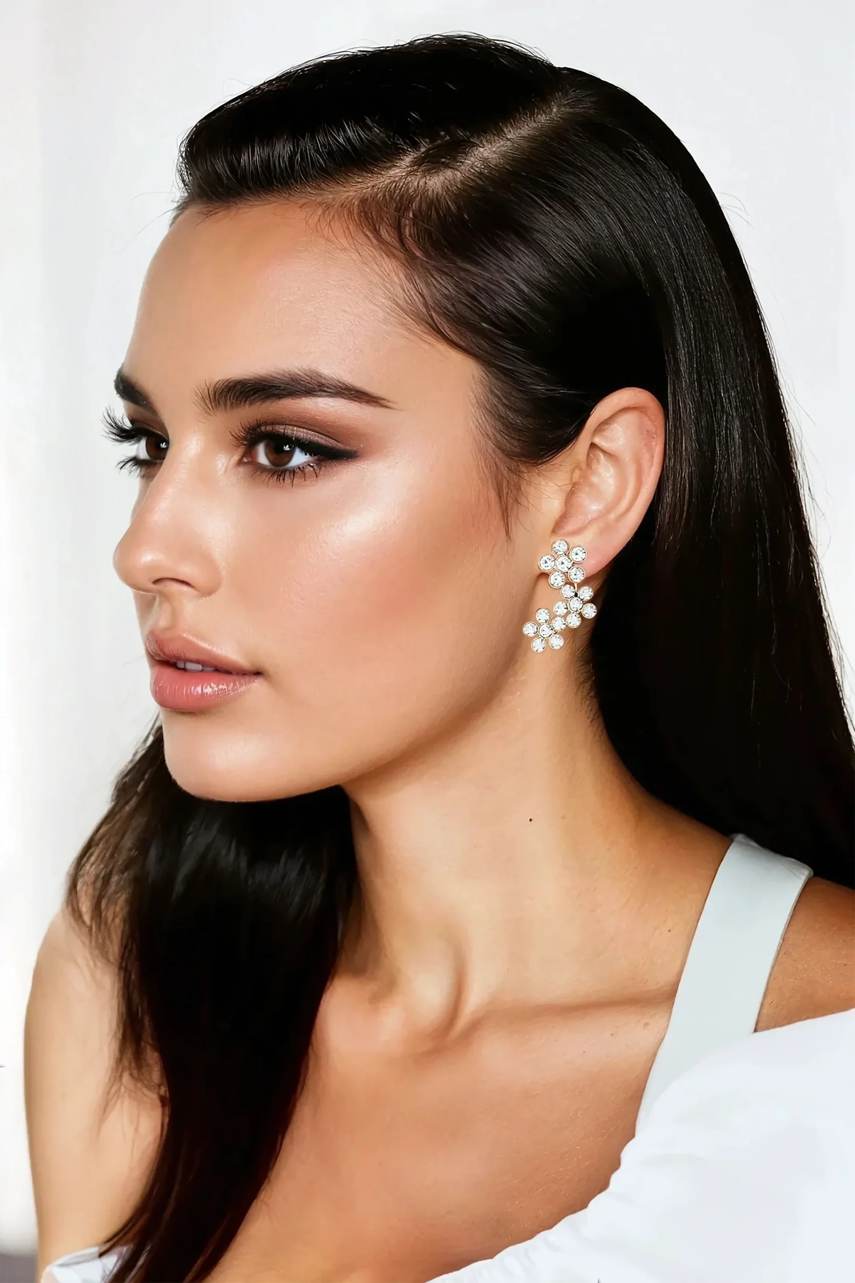 Melba Crystal Floral Drop Earrings