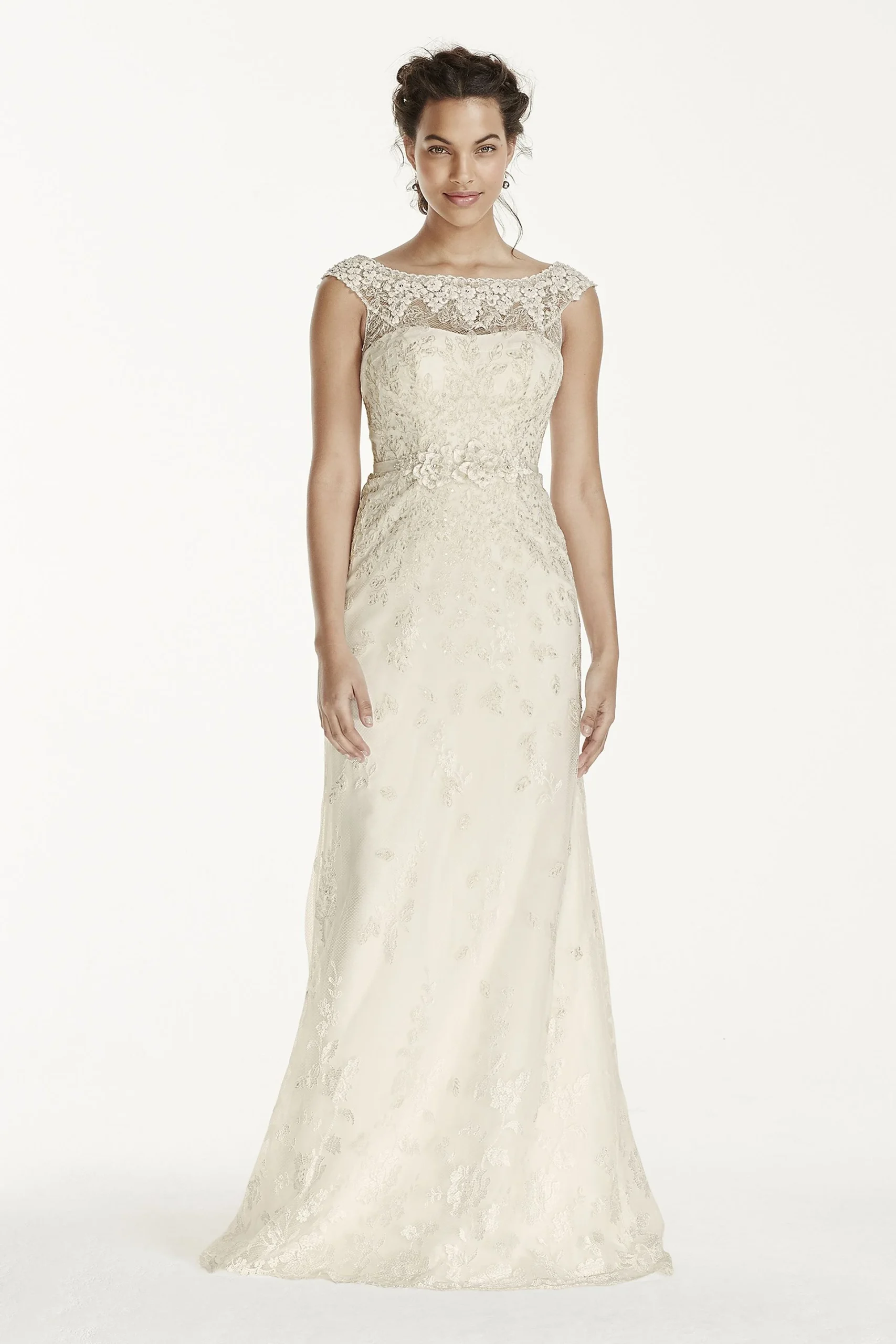 Melissa Sweet Illusion Sleeve Lace Wedding Dress