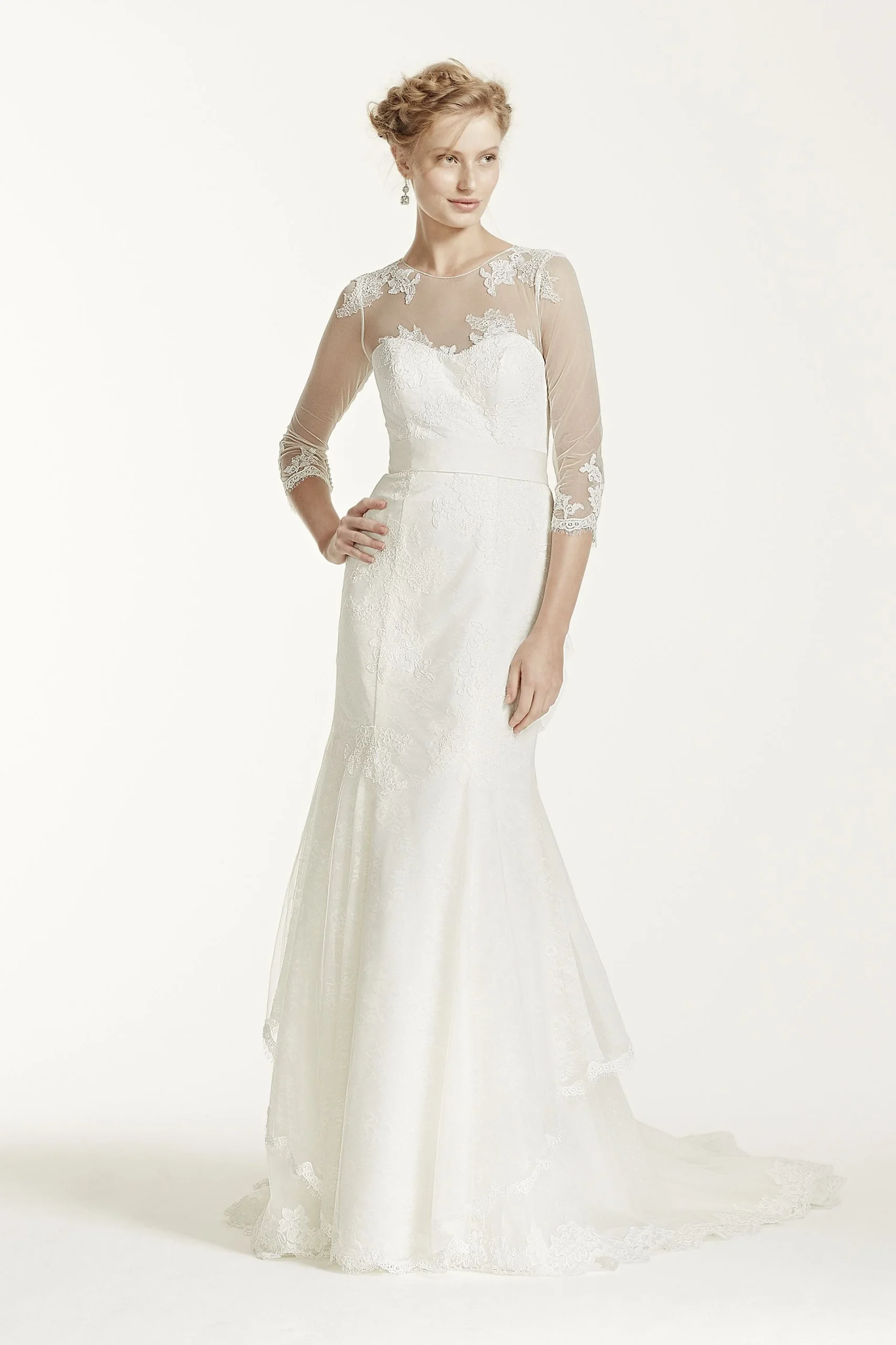 Melissa Sweet Wedding Dress with Illusion Sleeves