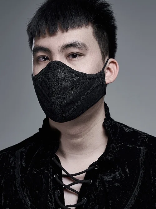 Men Front Three-Dimensional Webbing Black Gothic Mask