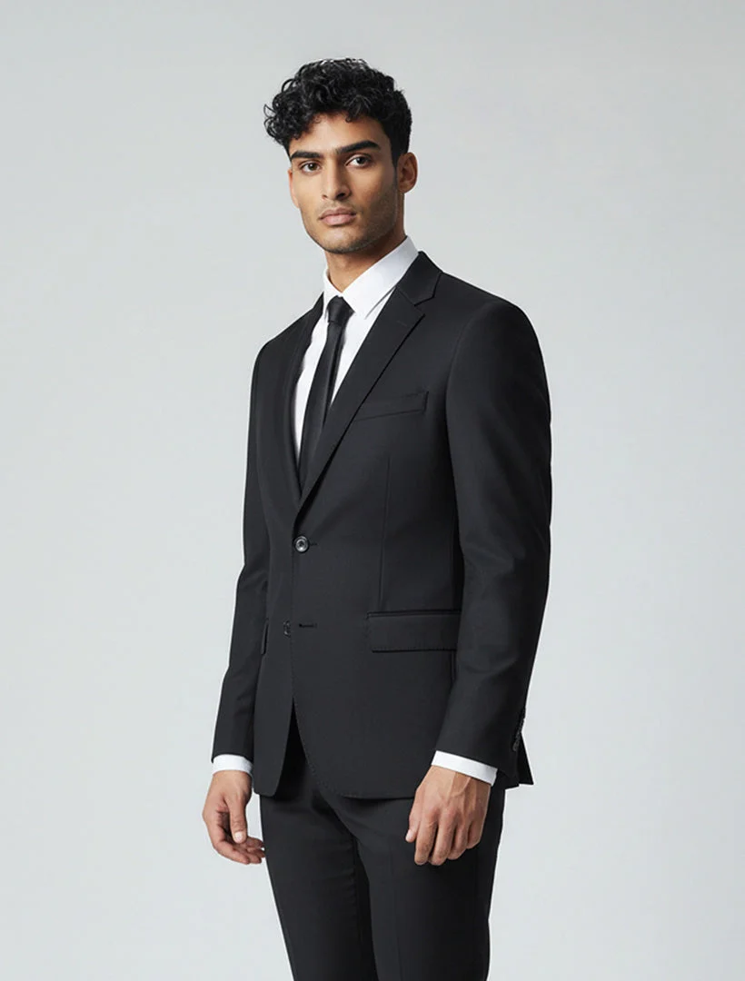 Men's Black Wool Suit