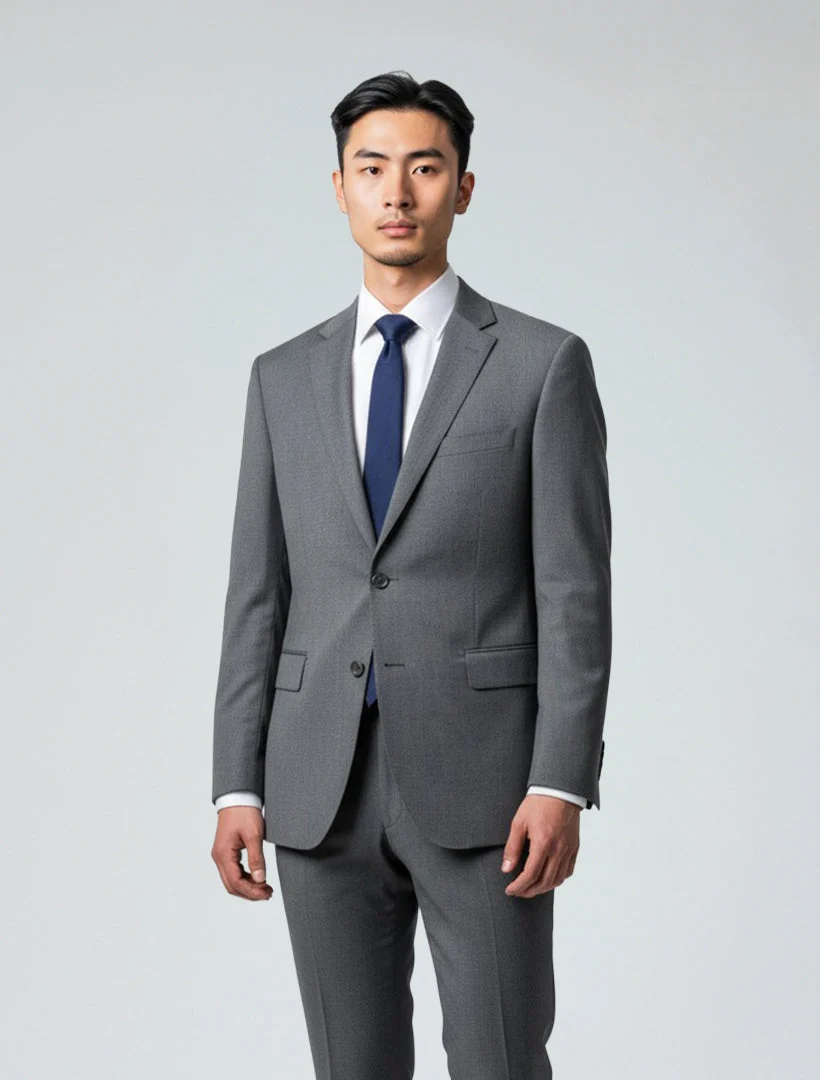 Men's Light Grey Wool Suit