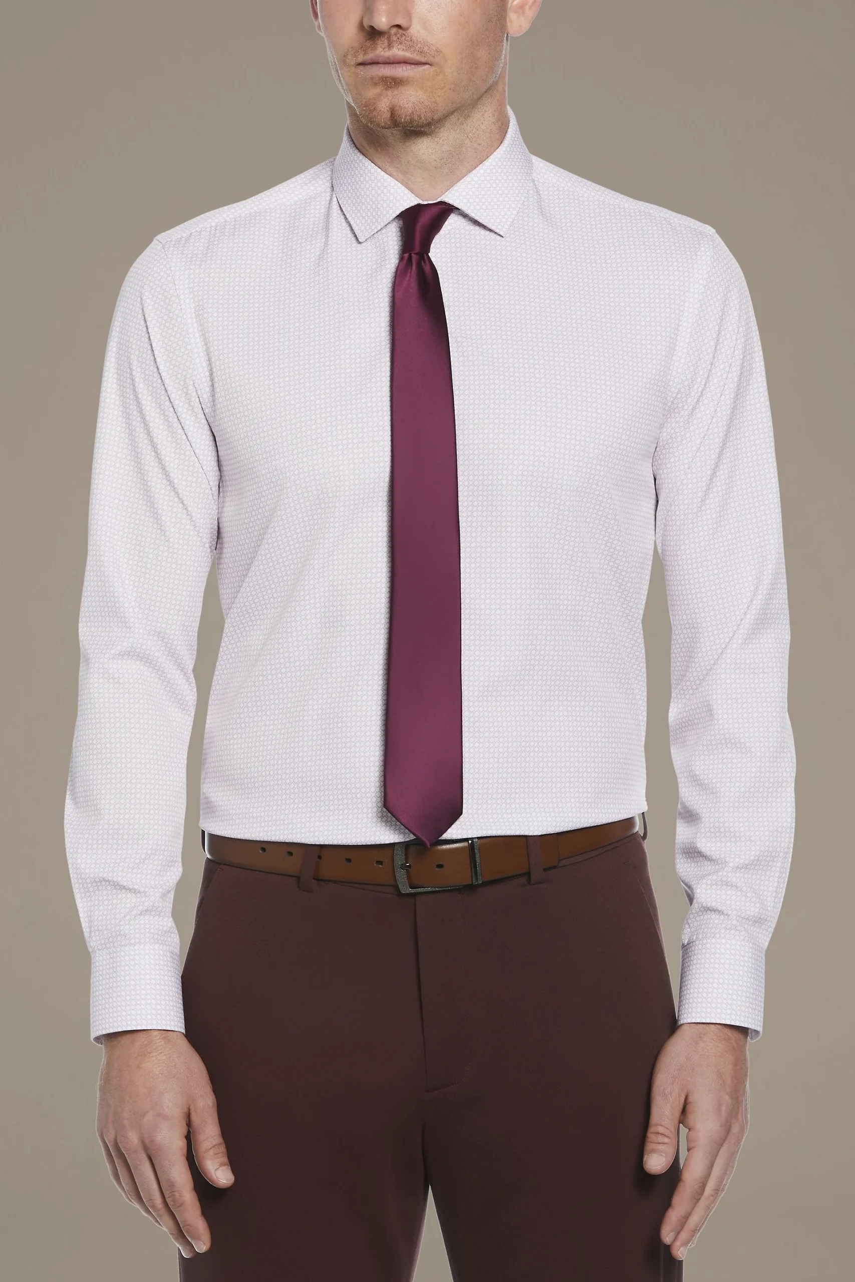 Mens Slim Fit Button-Down Patterned Dress Shirt