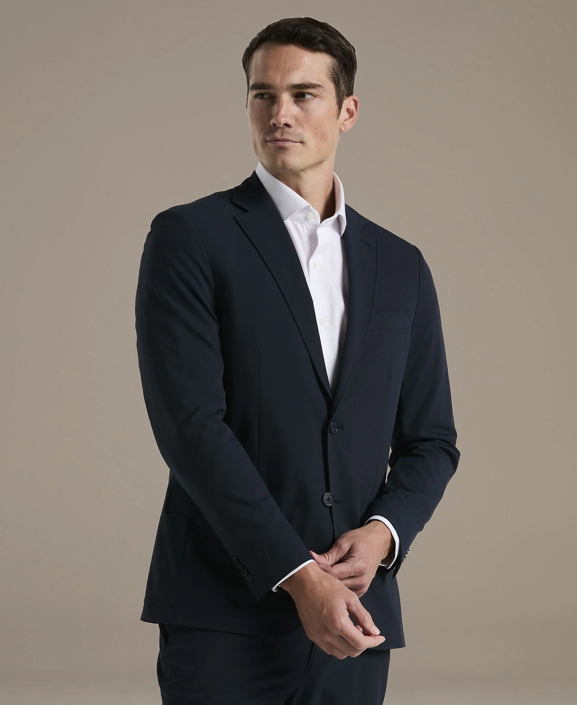 Mens Slim Fit Single Breasted Tech Suit Jacket