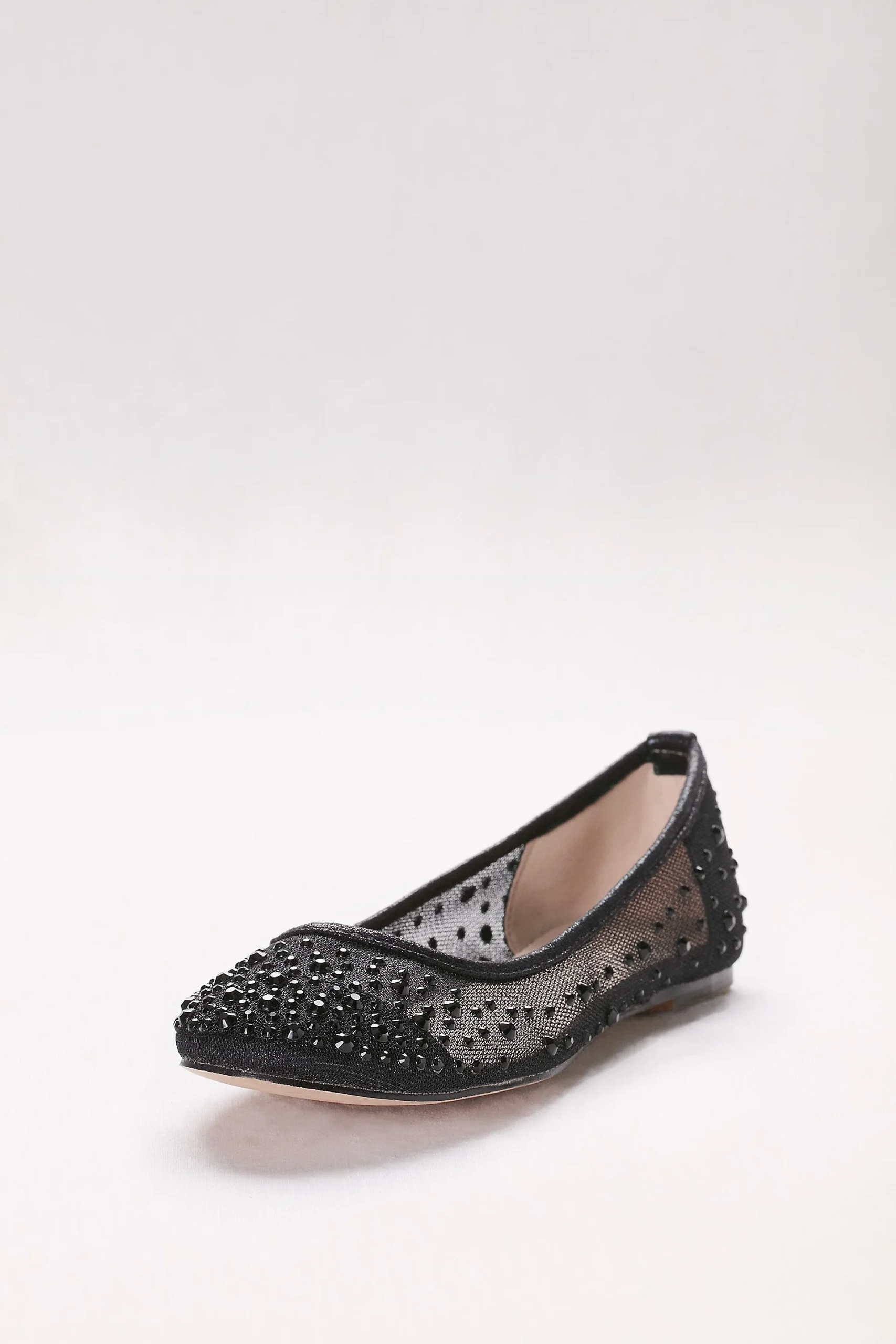 Mesh Ballet Flats with Scattered Crystals