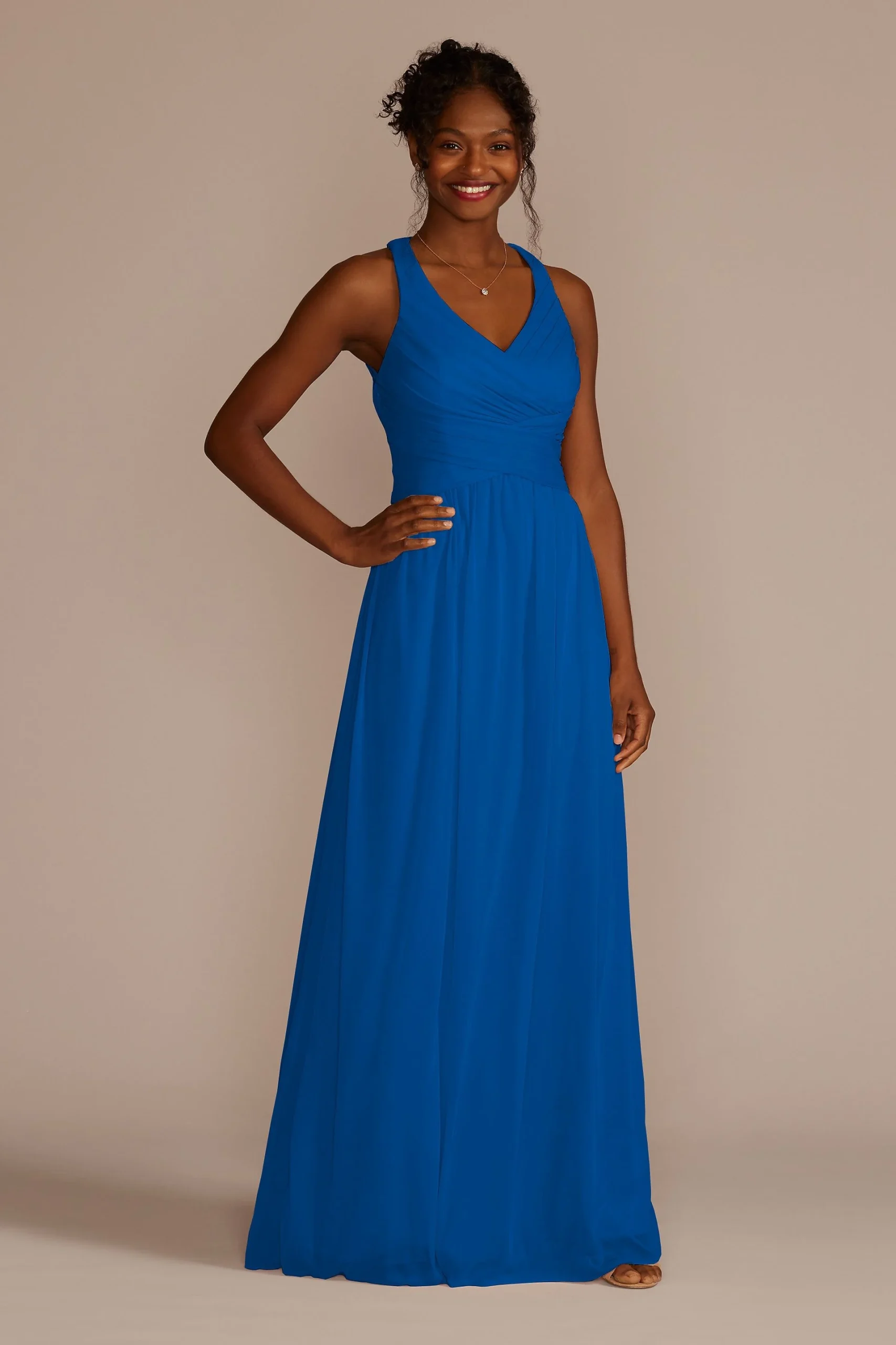 Mesh Long Dress with Crisscross Back